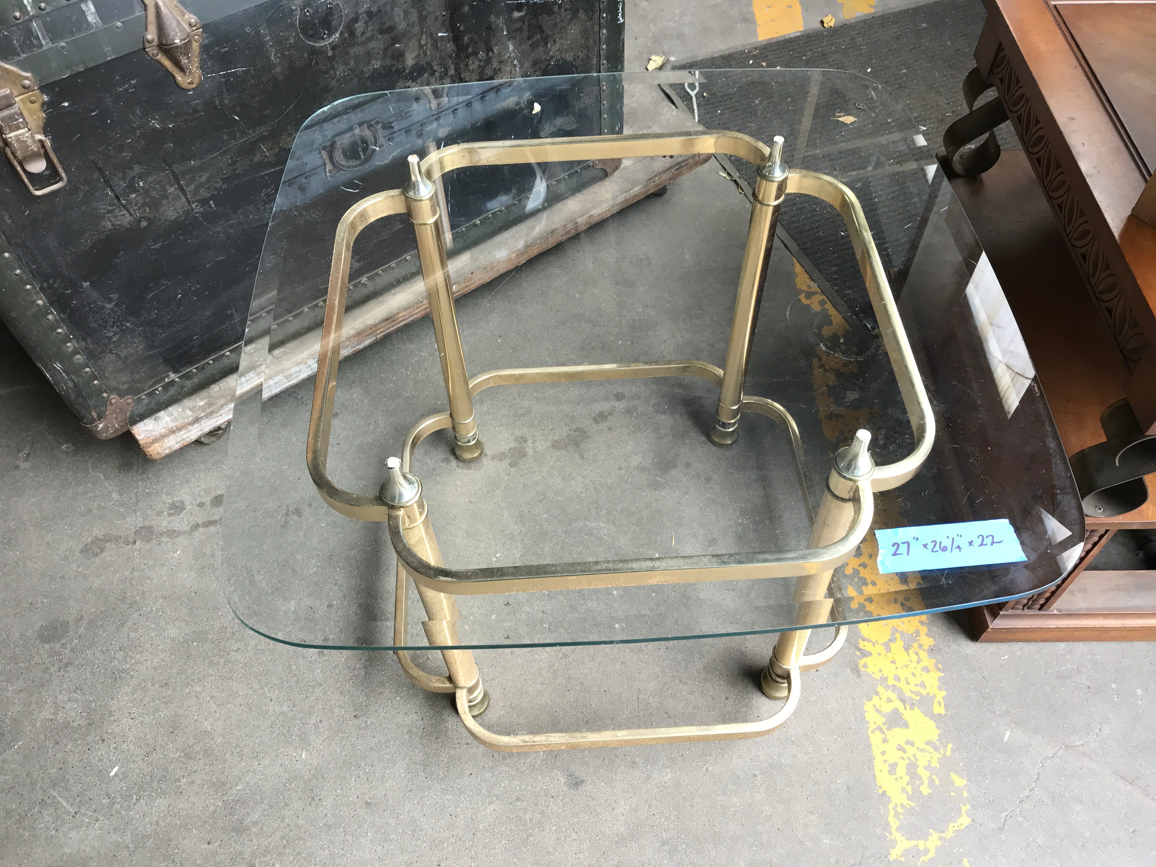 Brass and glass side table