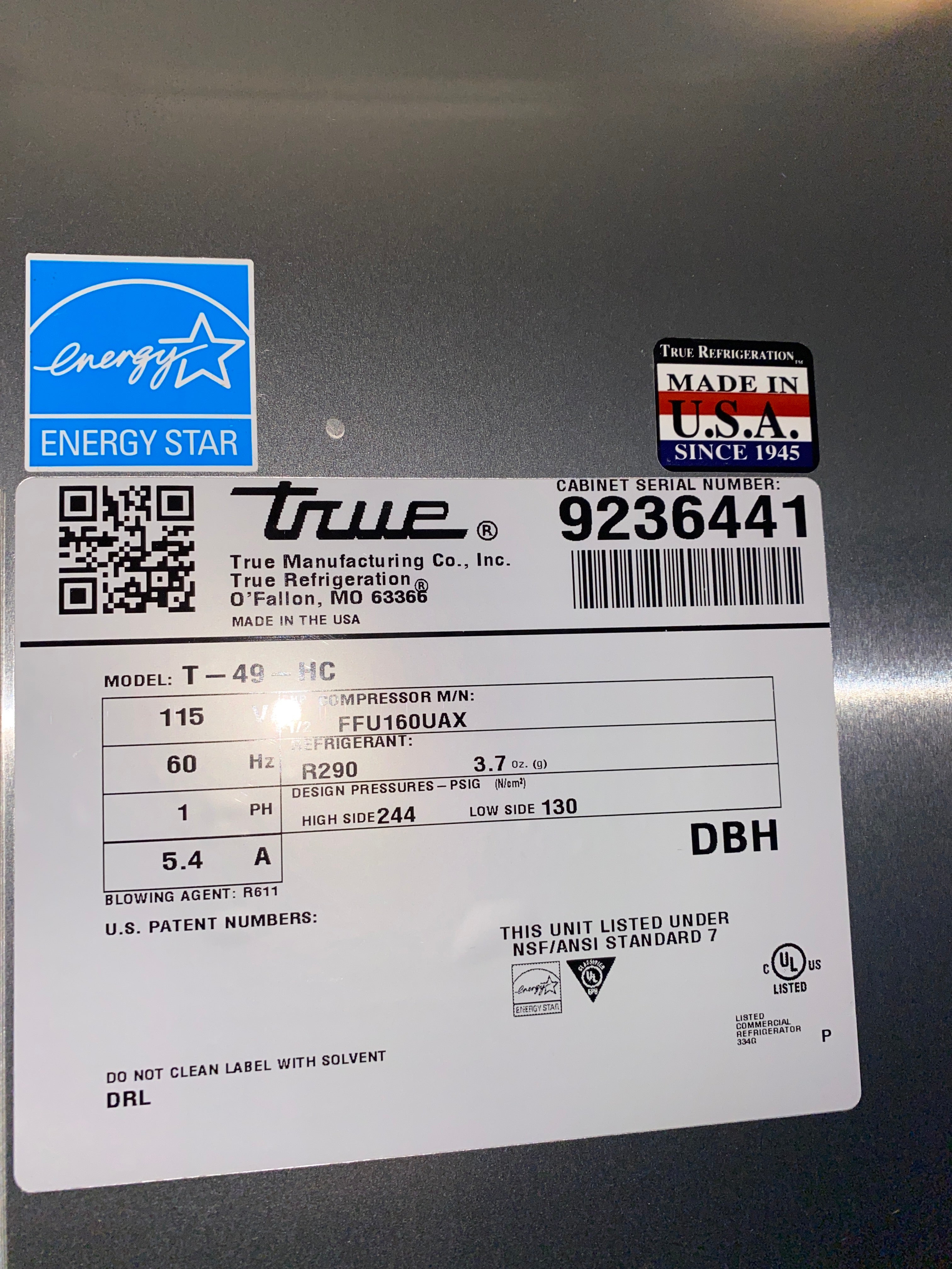 True Refrigerator- Double Door Cooler
