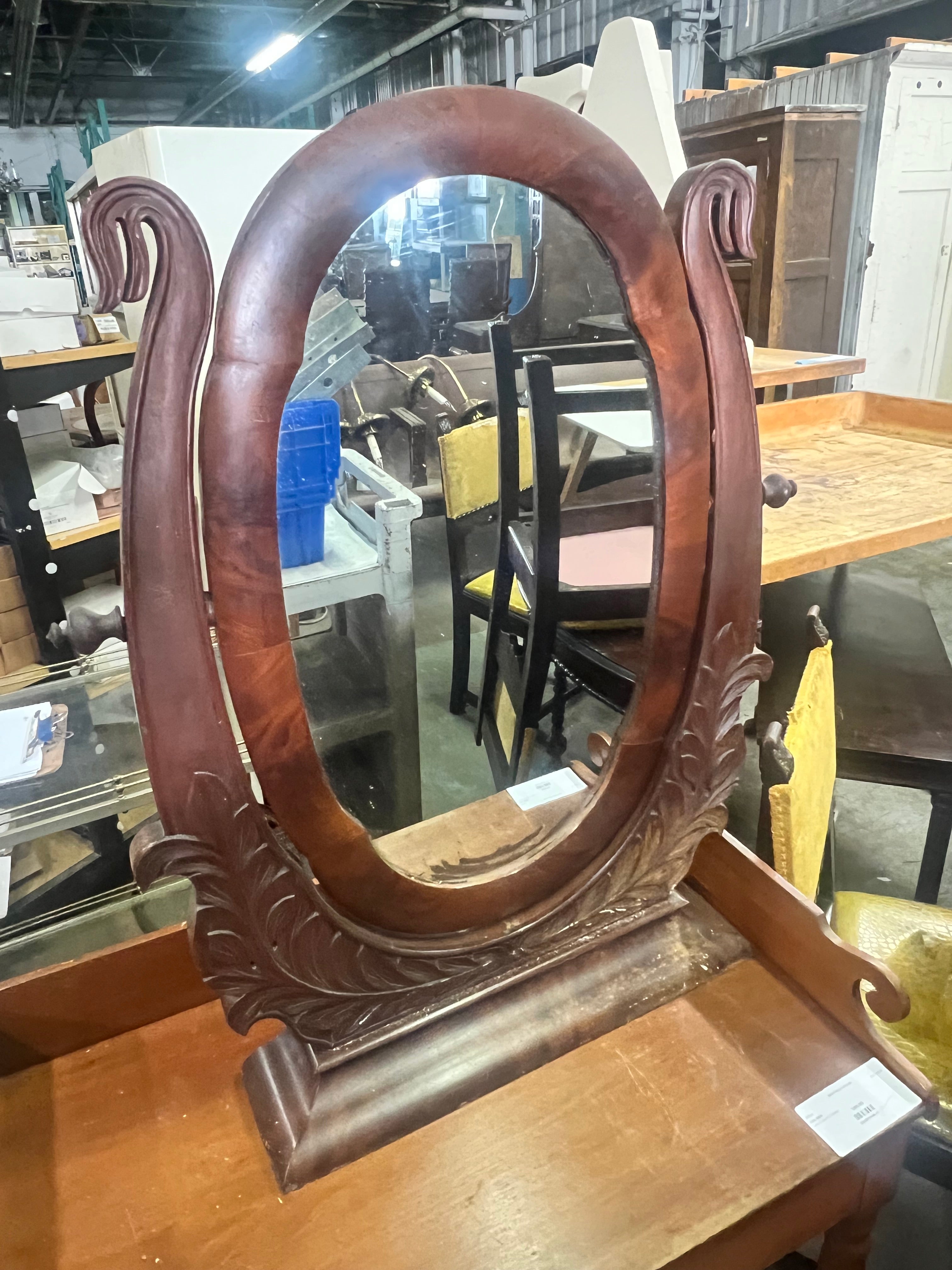 Stained Wooden Tilt Mirror
