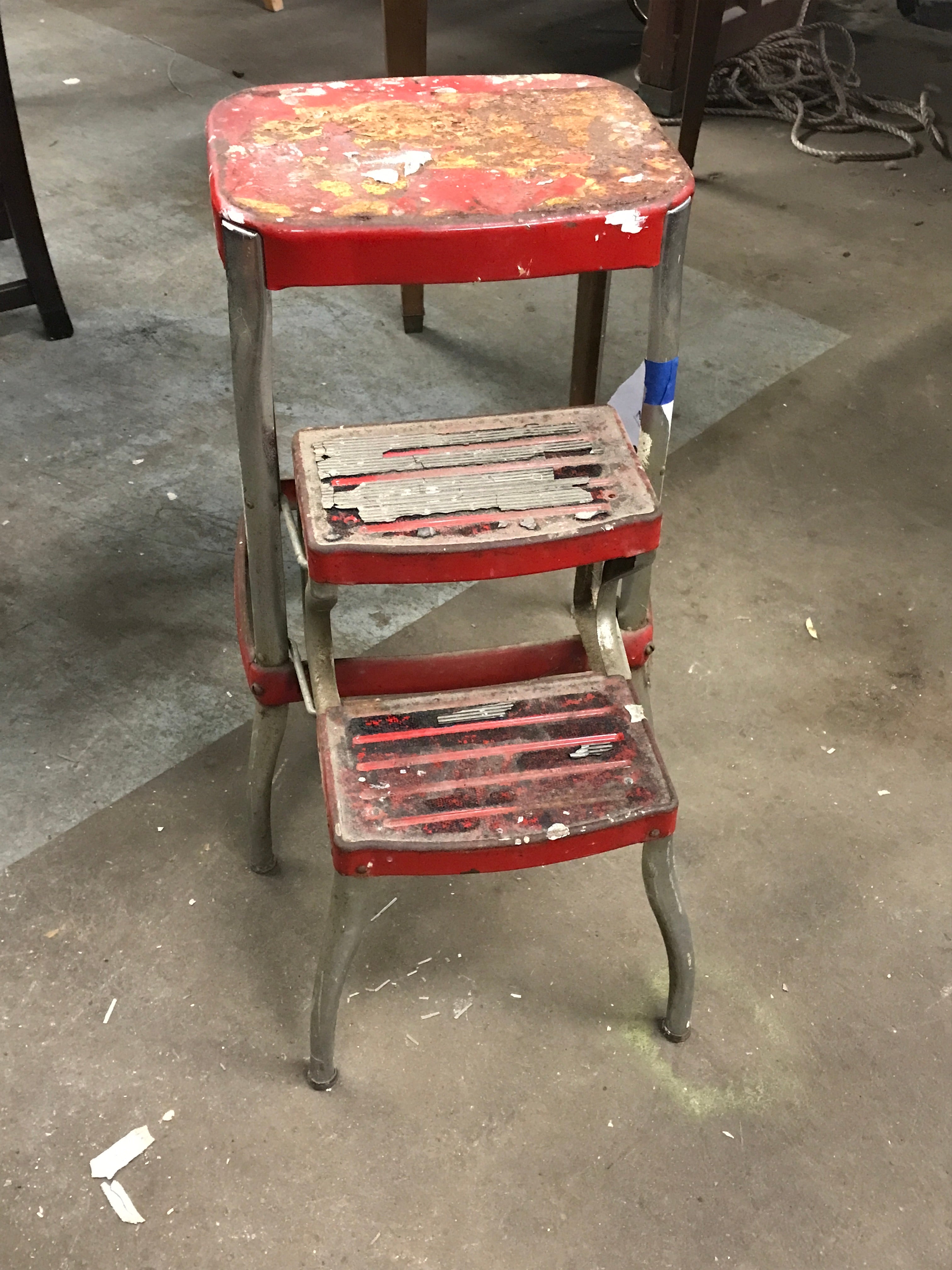 Red Metal Step Stool