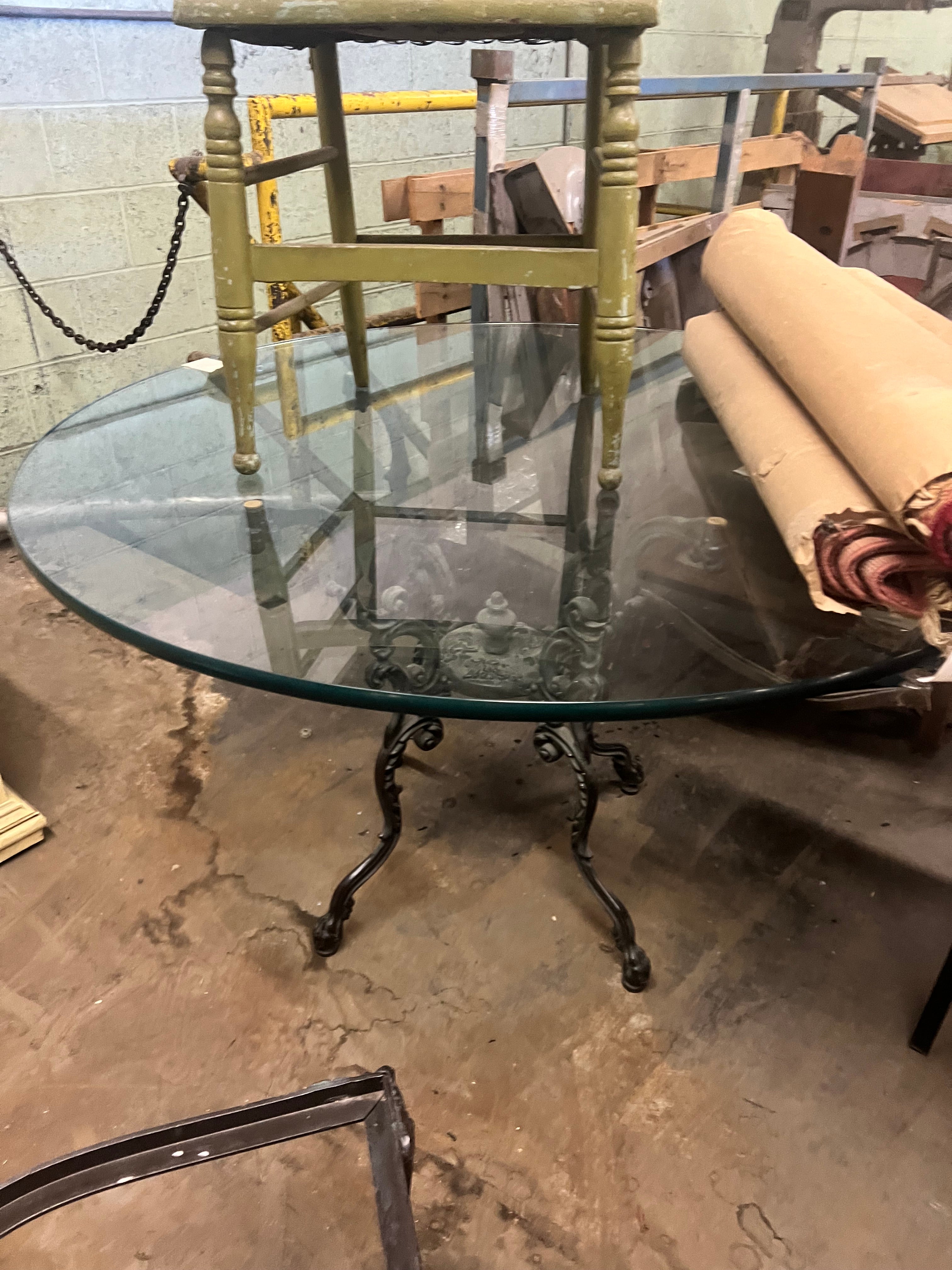 Glass Table w iron Frame chairs