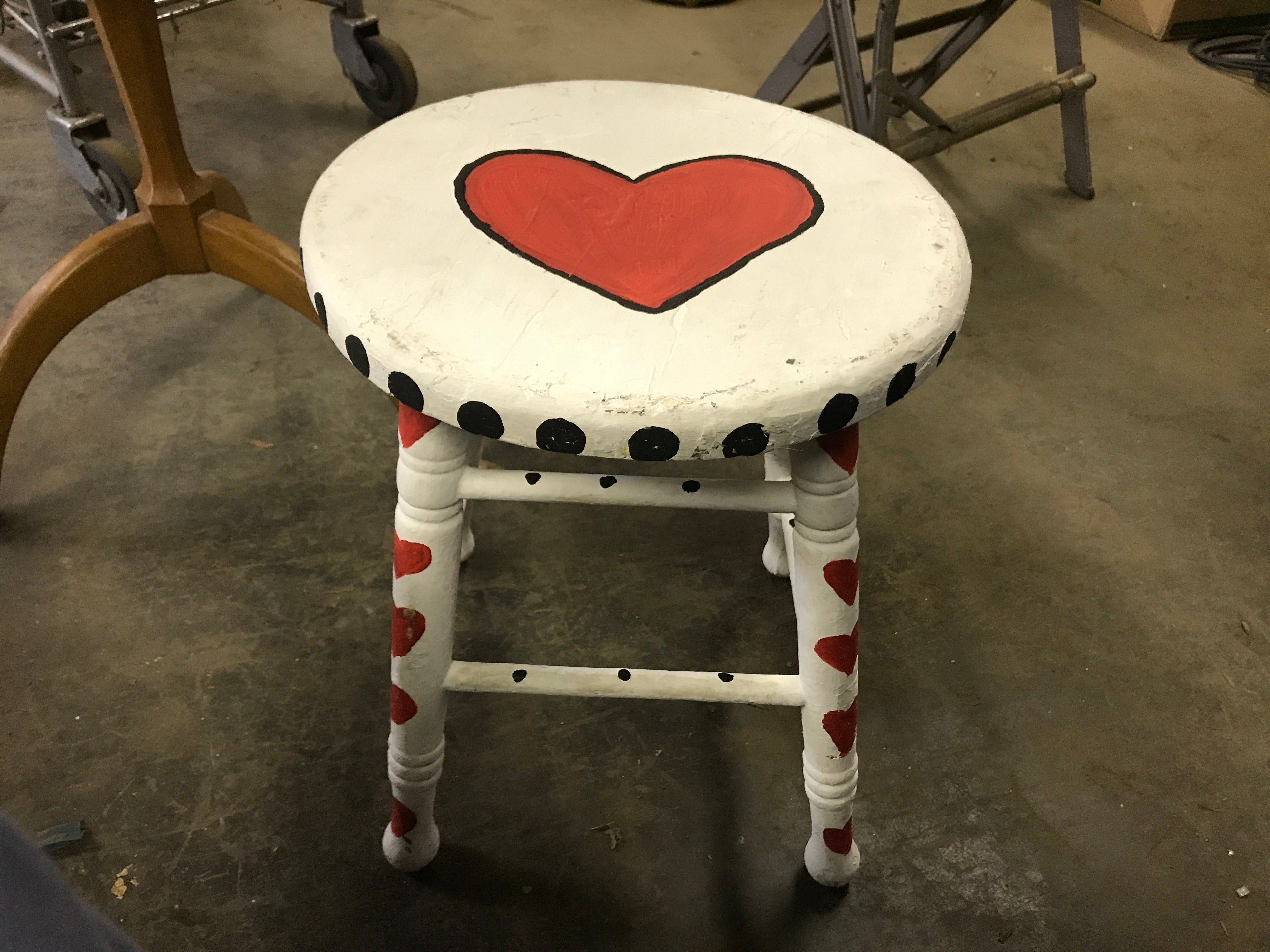 Painted heart stool