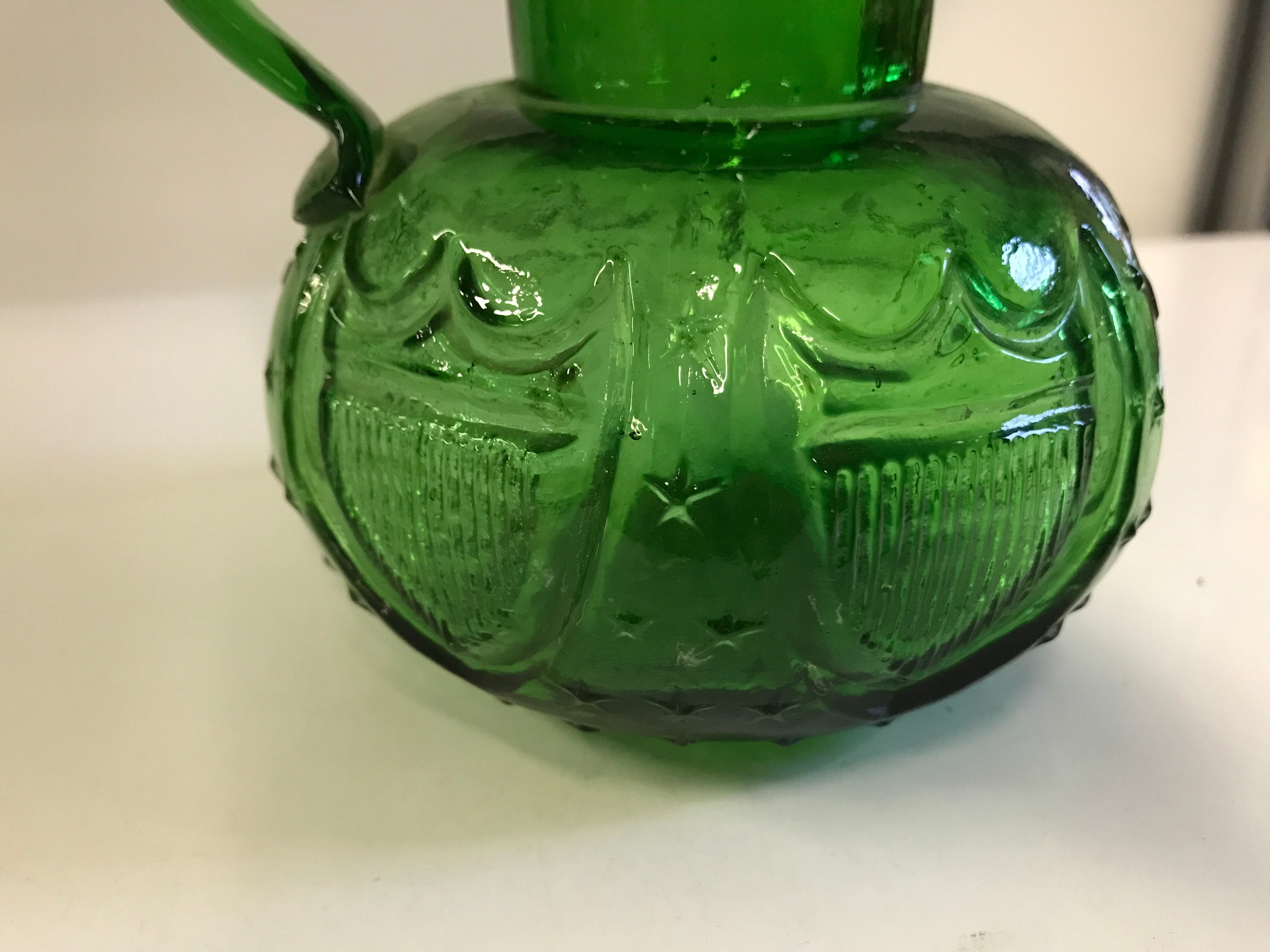 Star and Shield Hand Blown South Jersey Pitcher