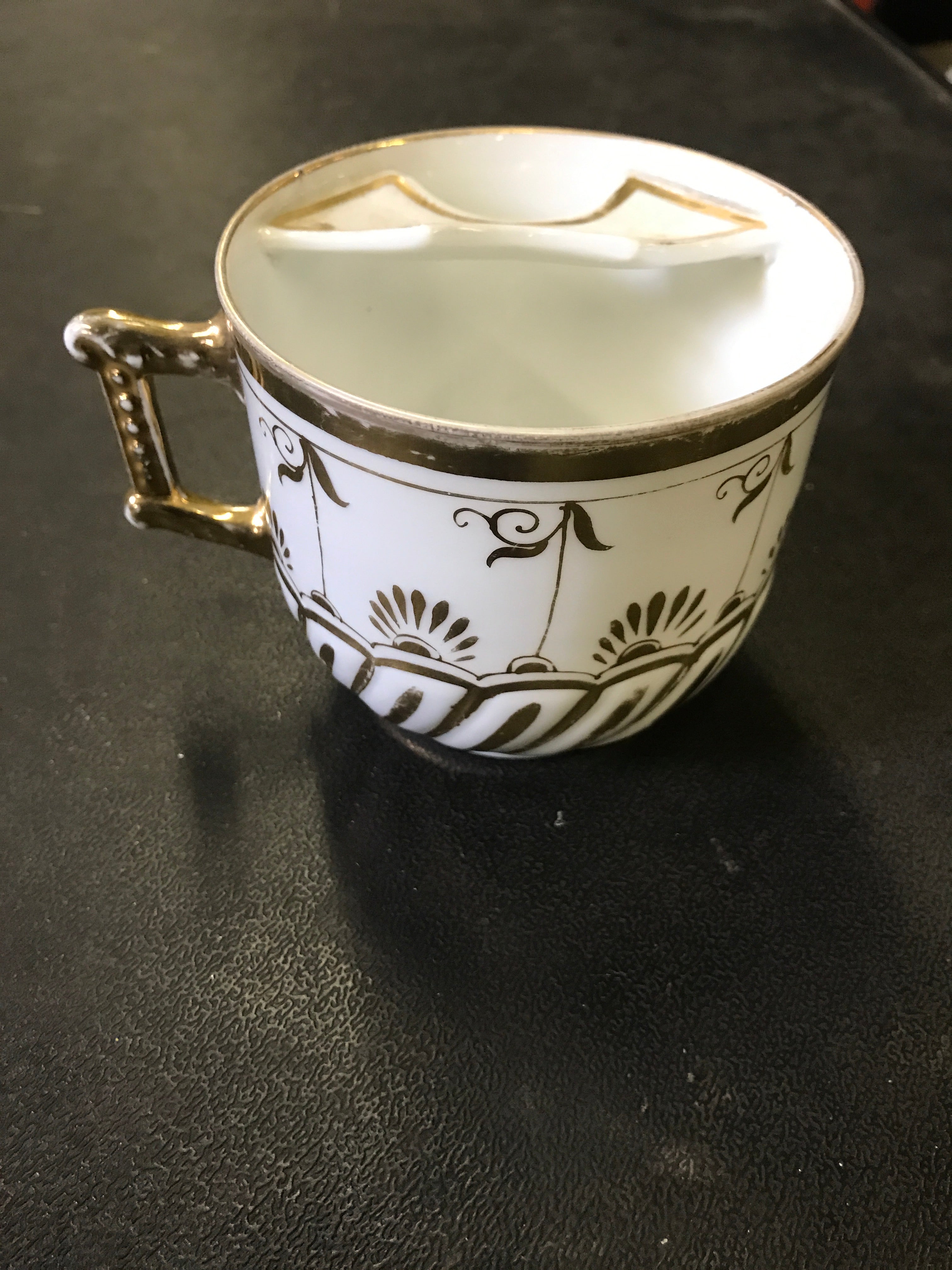 Hand Painted Gold Mustache Tea Cup