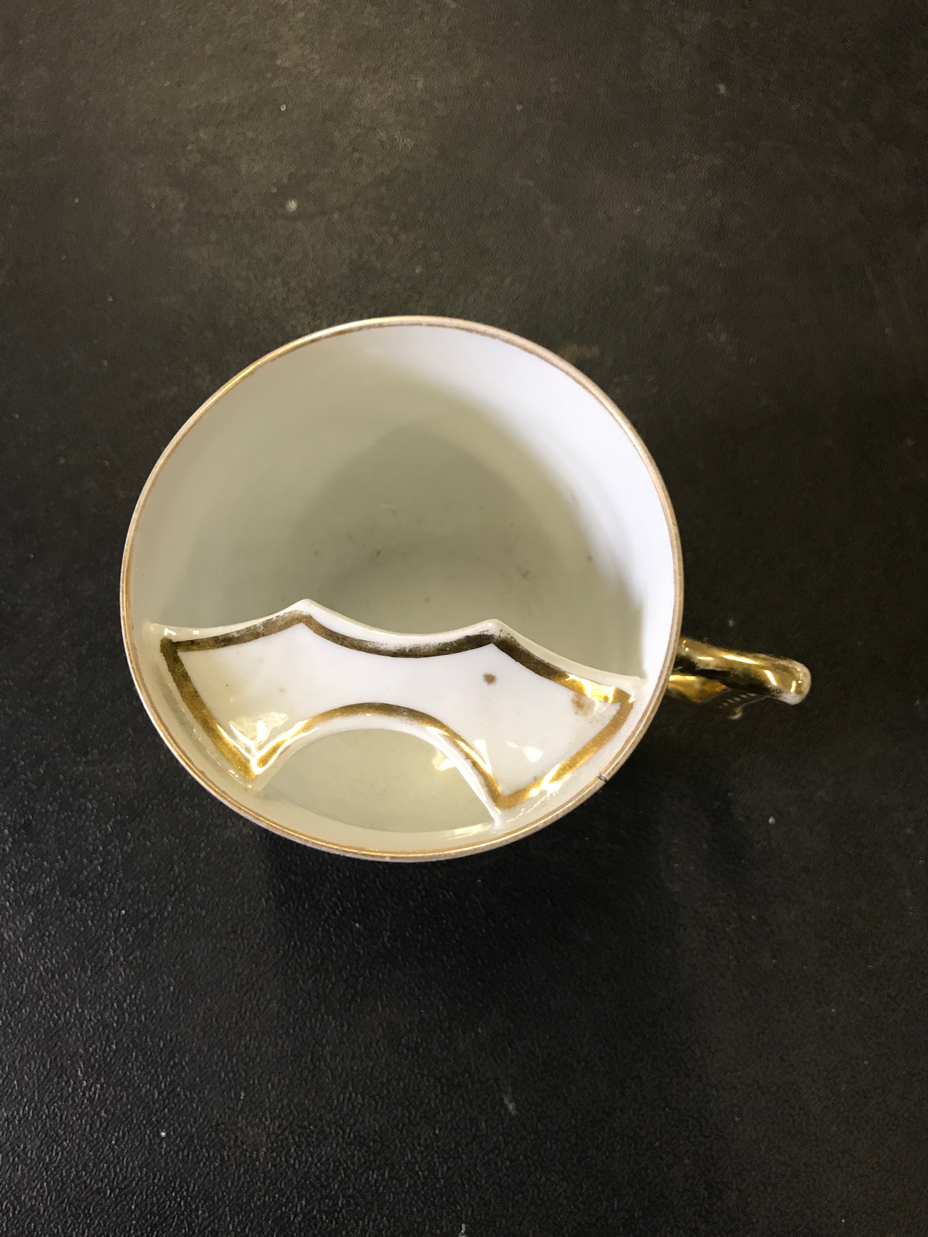 Hand Painted Gold Mustache Tea Cup