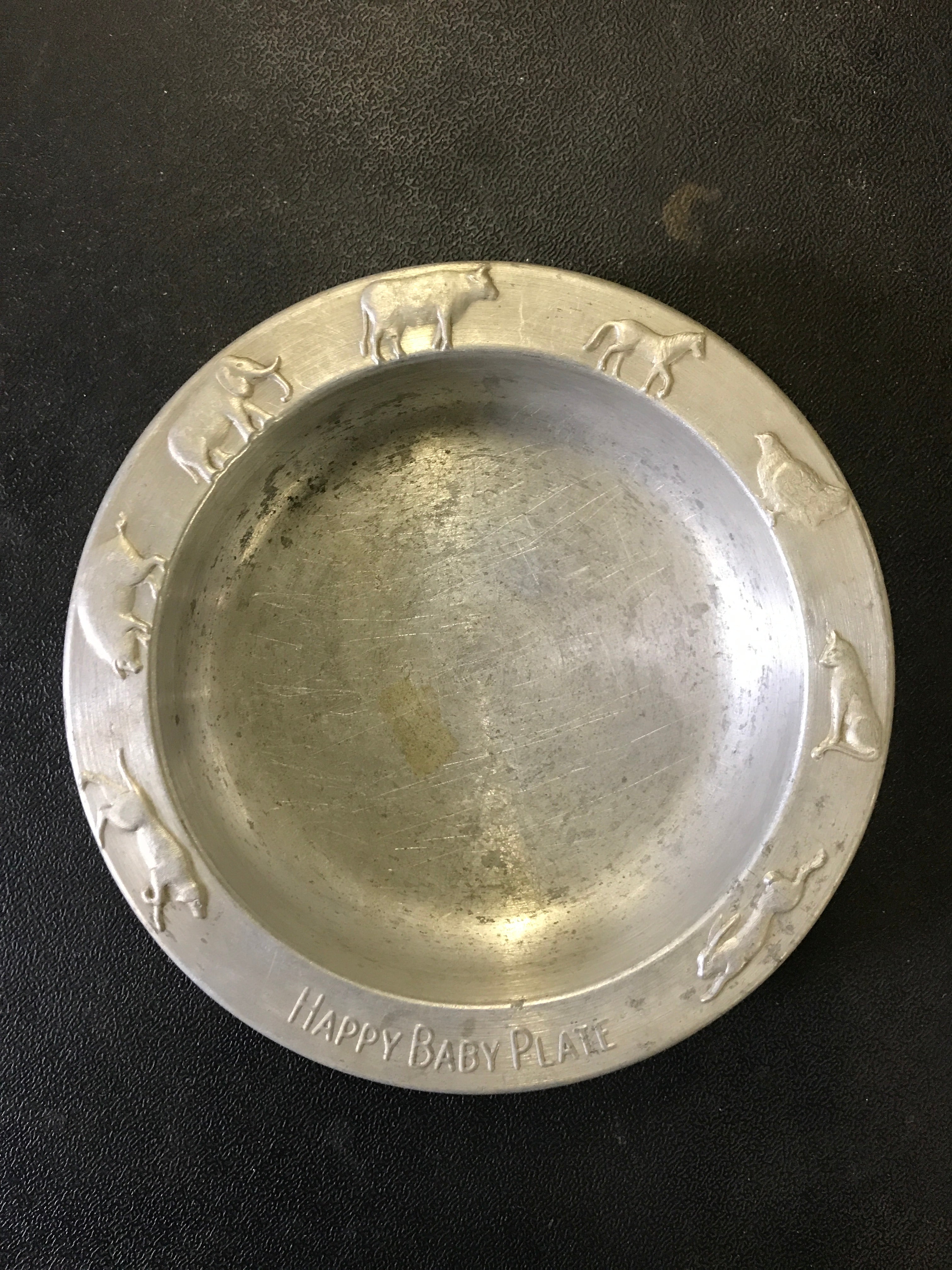 West Bend Aluminum Happy Baby Plate w Embossed Animals