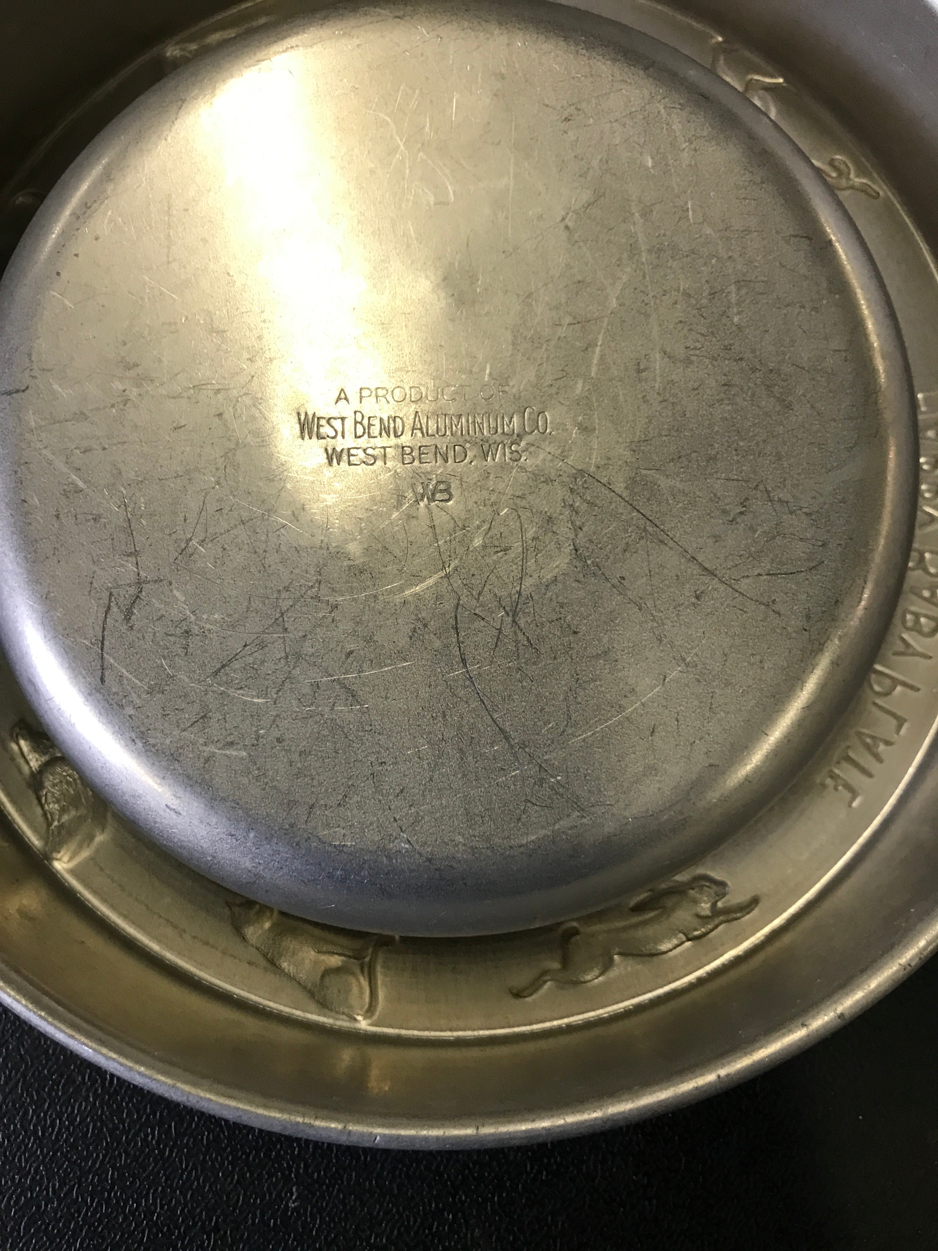 West Bend Aluminum Happy Baby Plate w Embossed Animals