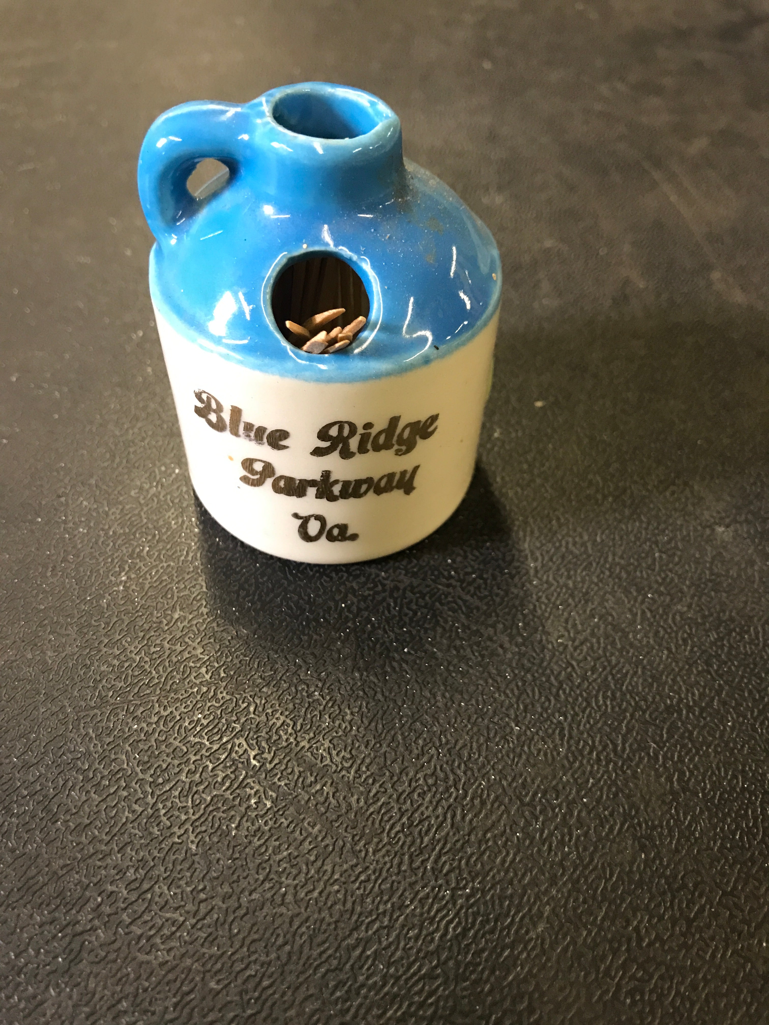 Vintage Toothpick Jar - Blue Ridge Parkway Virginia