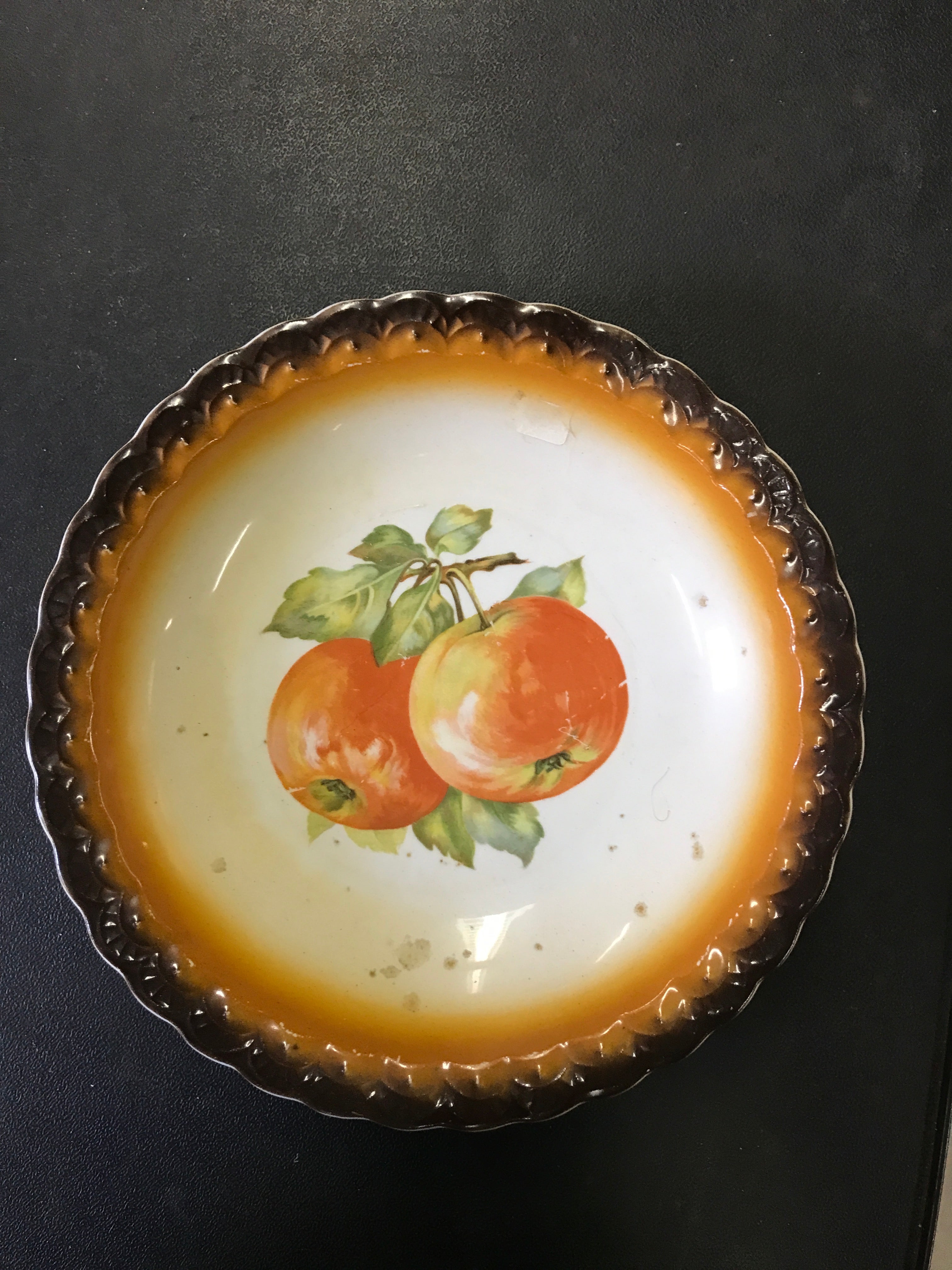 Vintage Limoges China Hand Painted Apple Serving Bowl