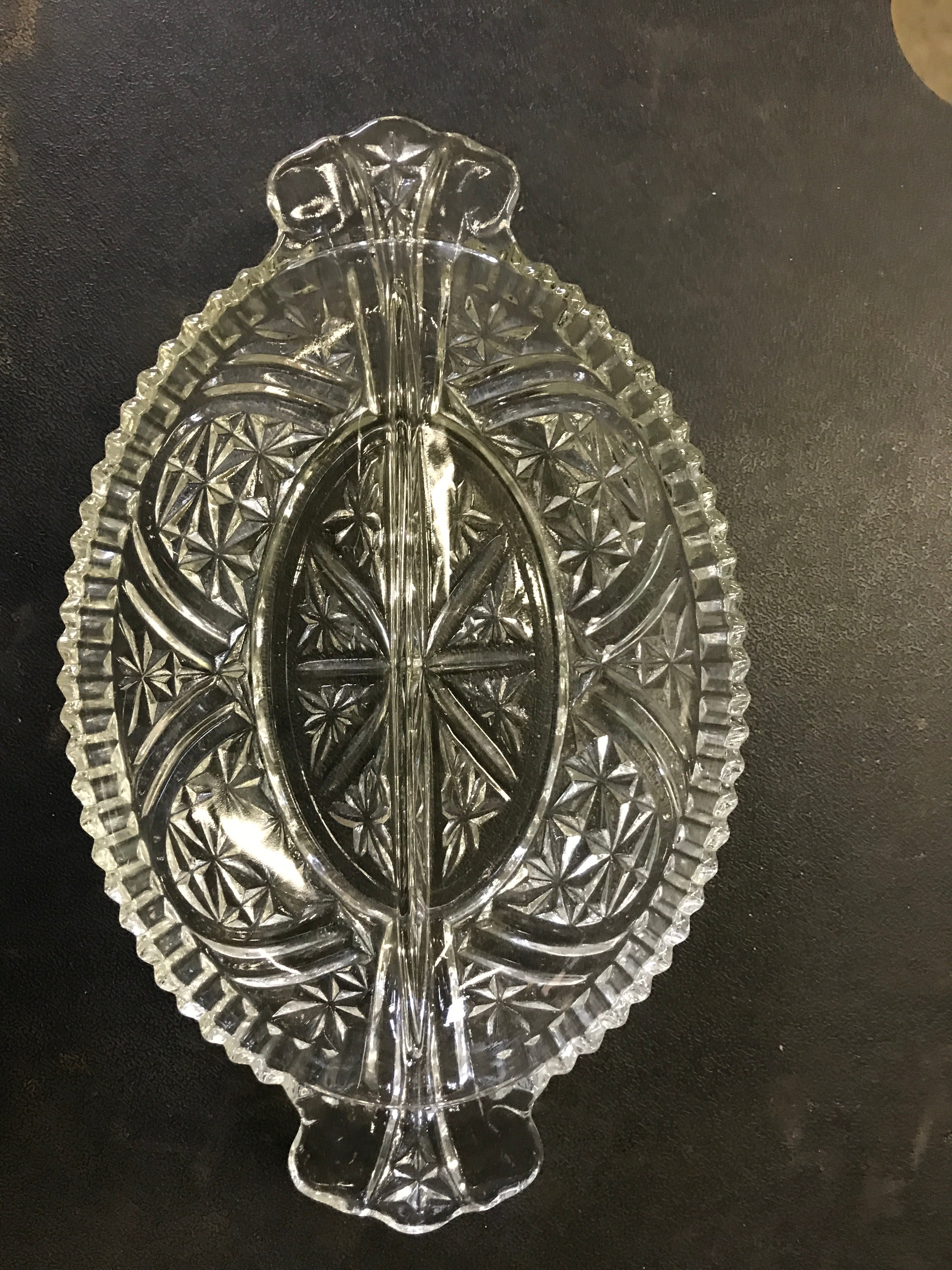 Vintage Anchor Hocking Indiana Divided Glass Serving Dish