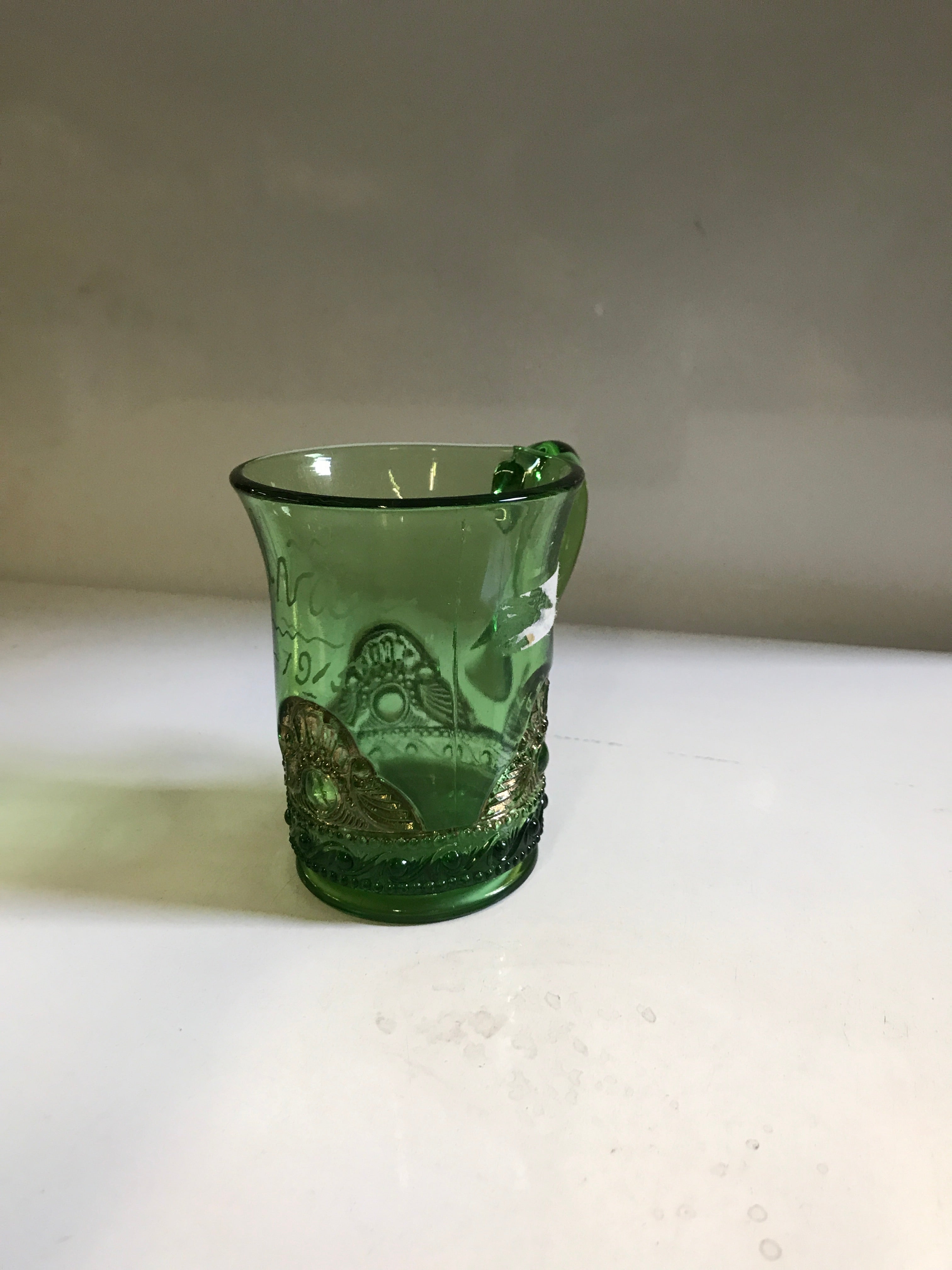 Green and Gold Glass Mug from 1915 EAPG US Glass Company