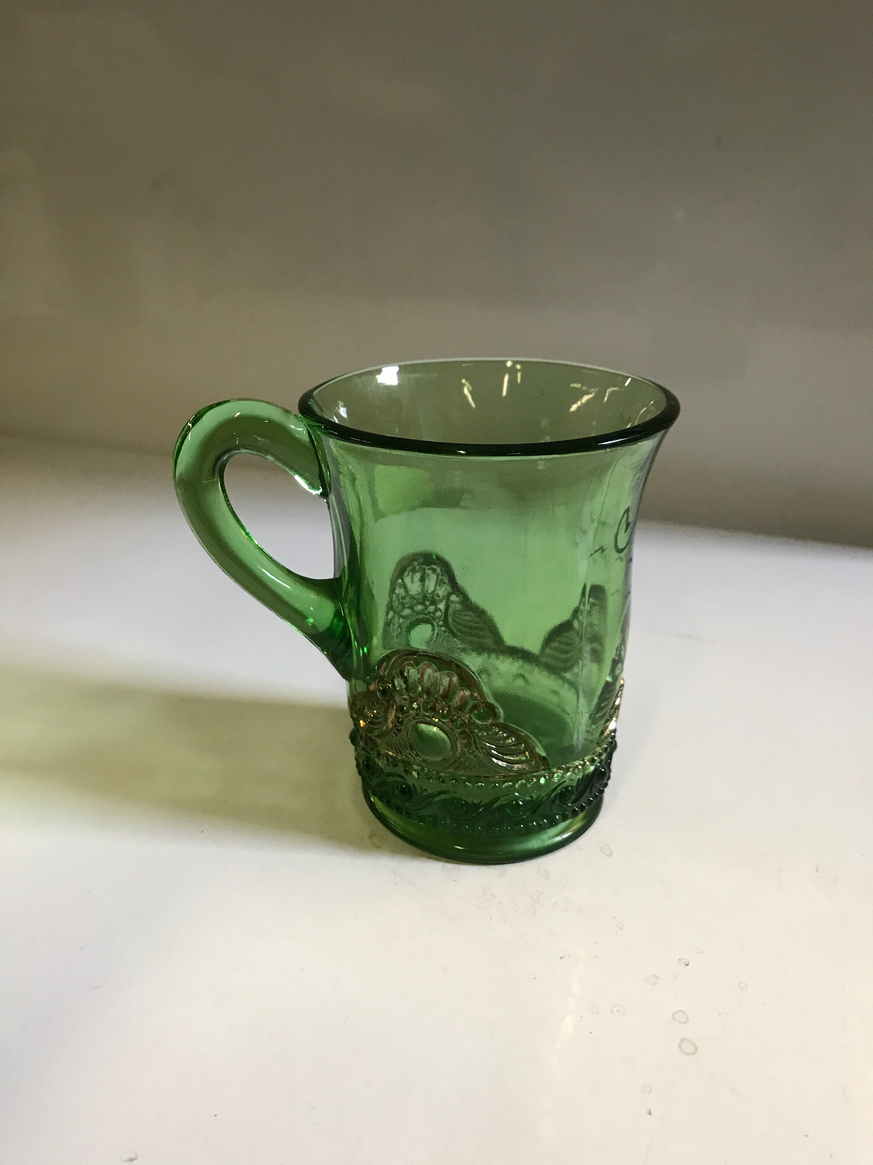 Green and Gold Glass Mug from 1915 EAPG US Glass Company