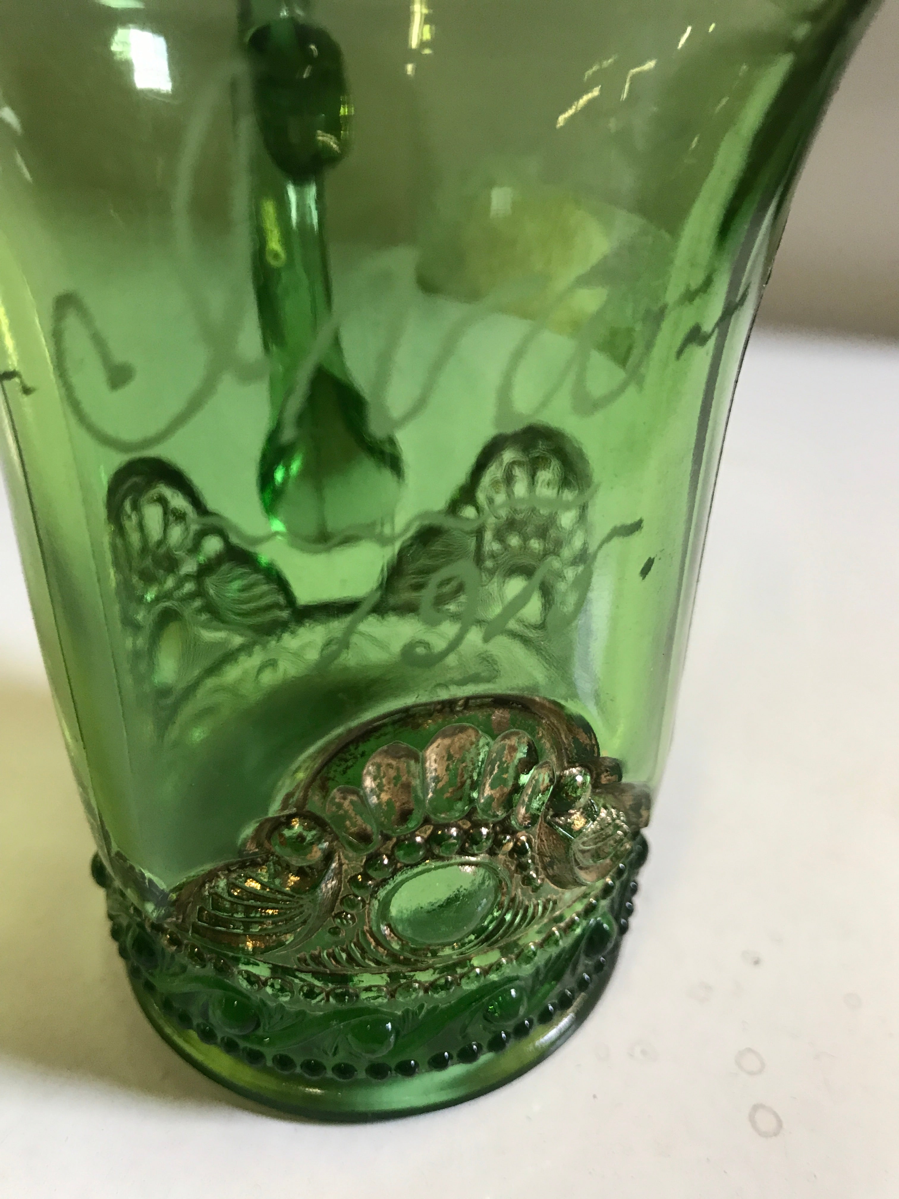 Green and Gold Glass Mug from 1915 EAPG US Glass Company
