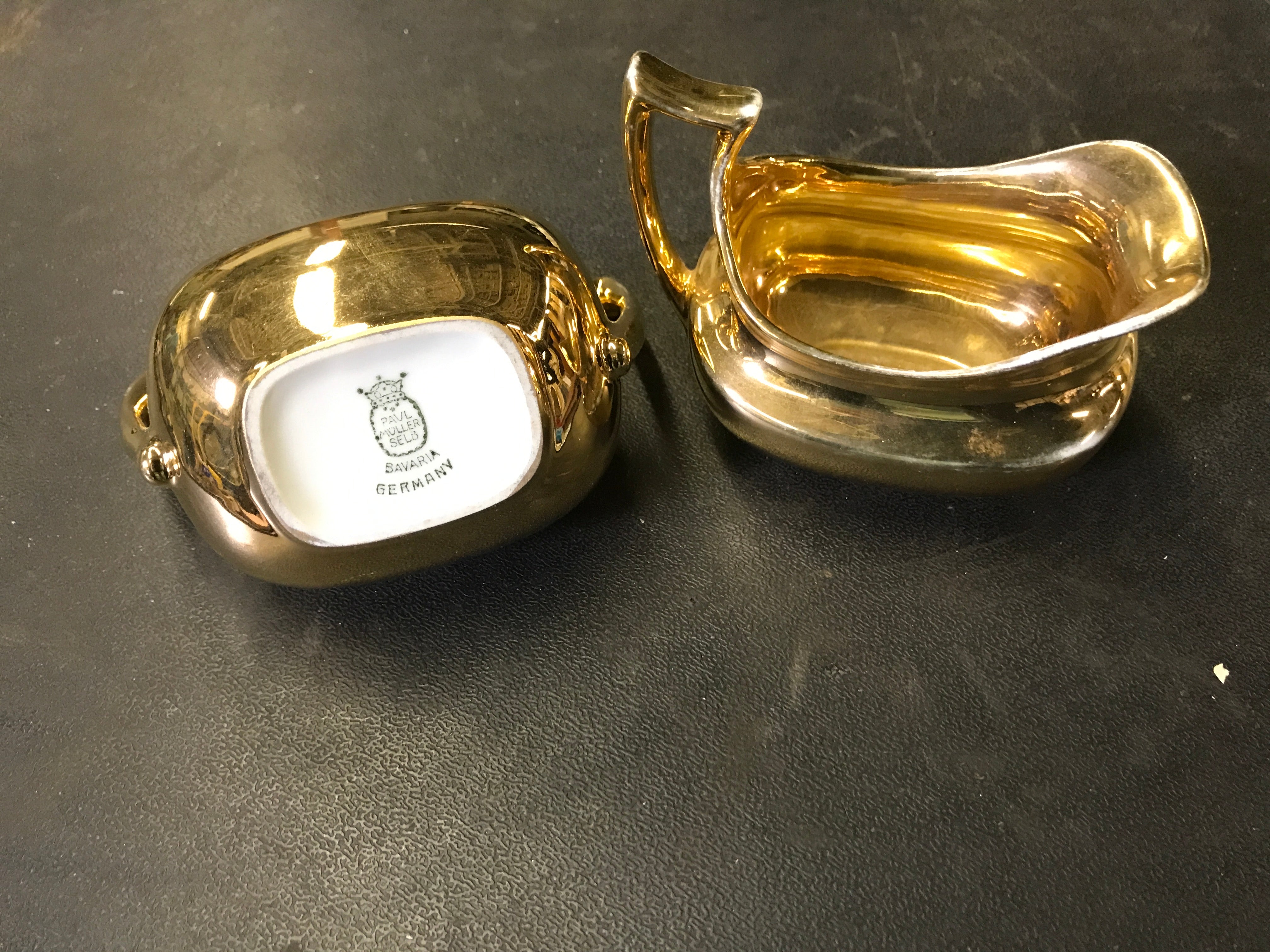 Golden Sugar and Creamer Set - Bavaria Germany