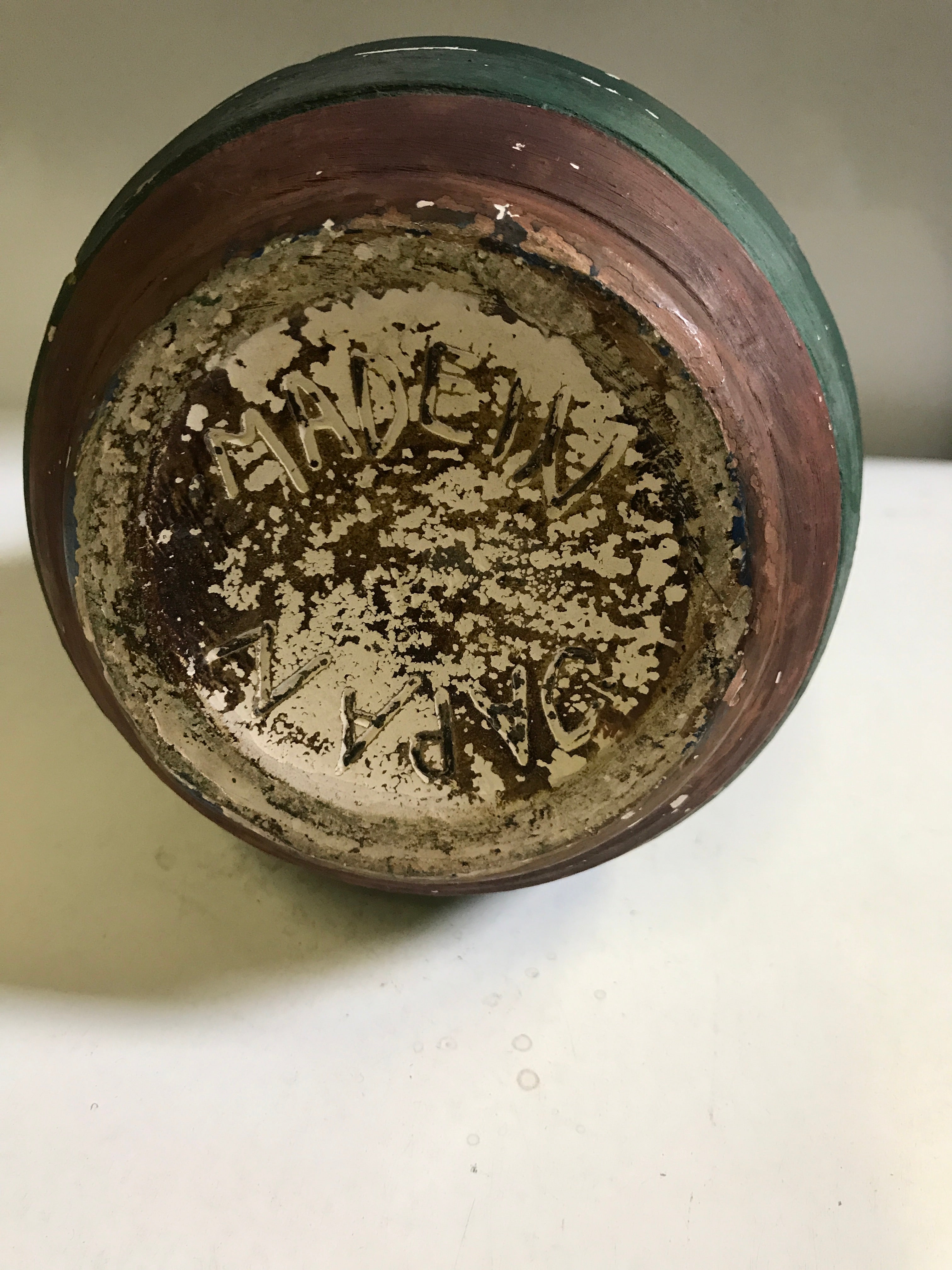Old Clay Handled-Vessel Decorative  Piece with a Spout