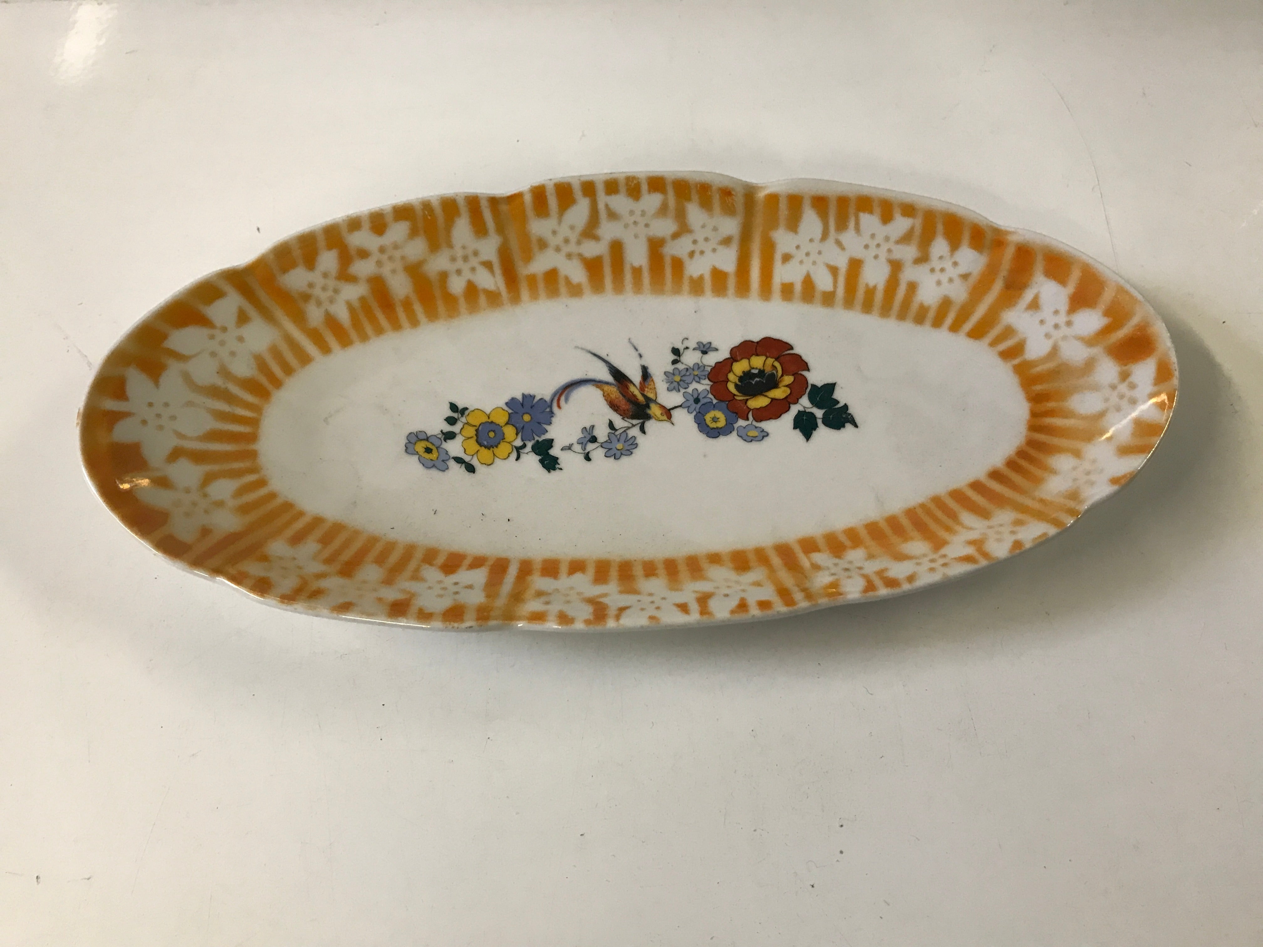 Antique Porcelain Floral Relish Tray