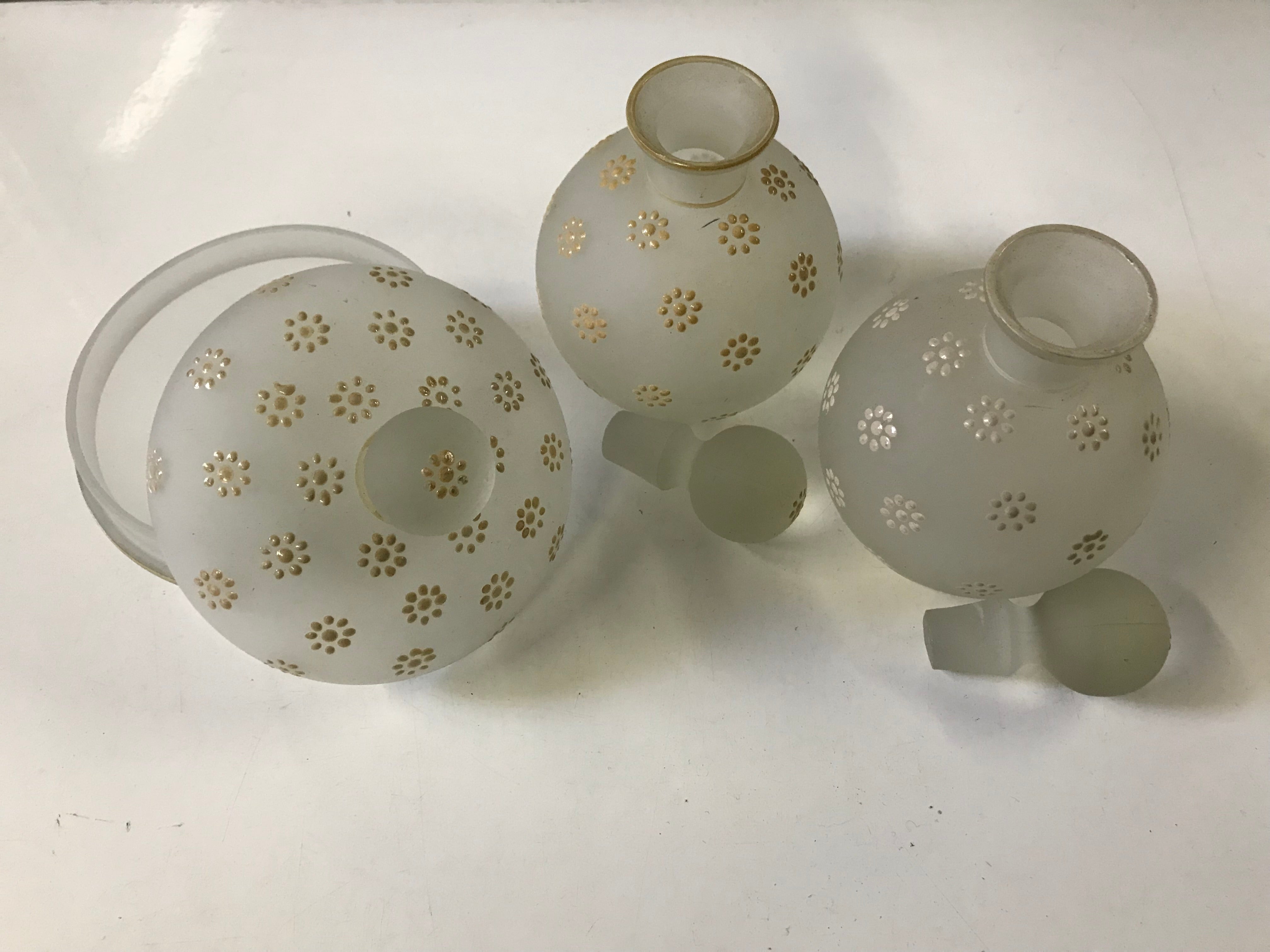 Set of 3 Vintage Perfume Bottles & Covered Dish