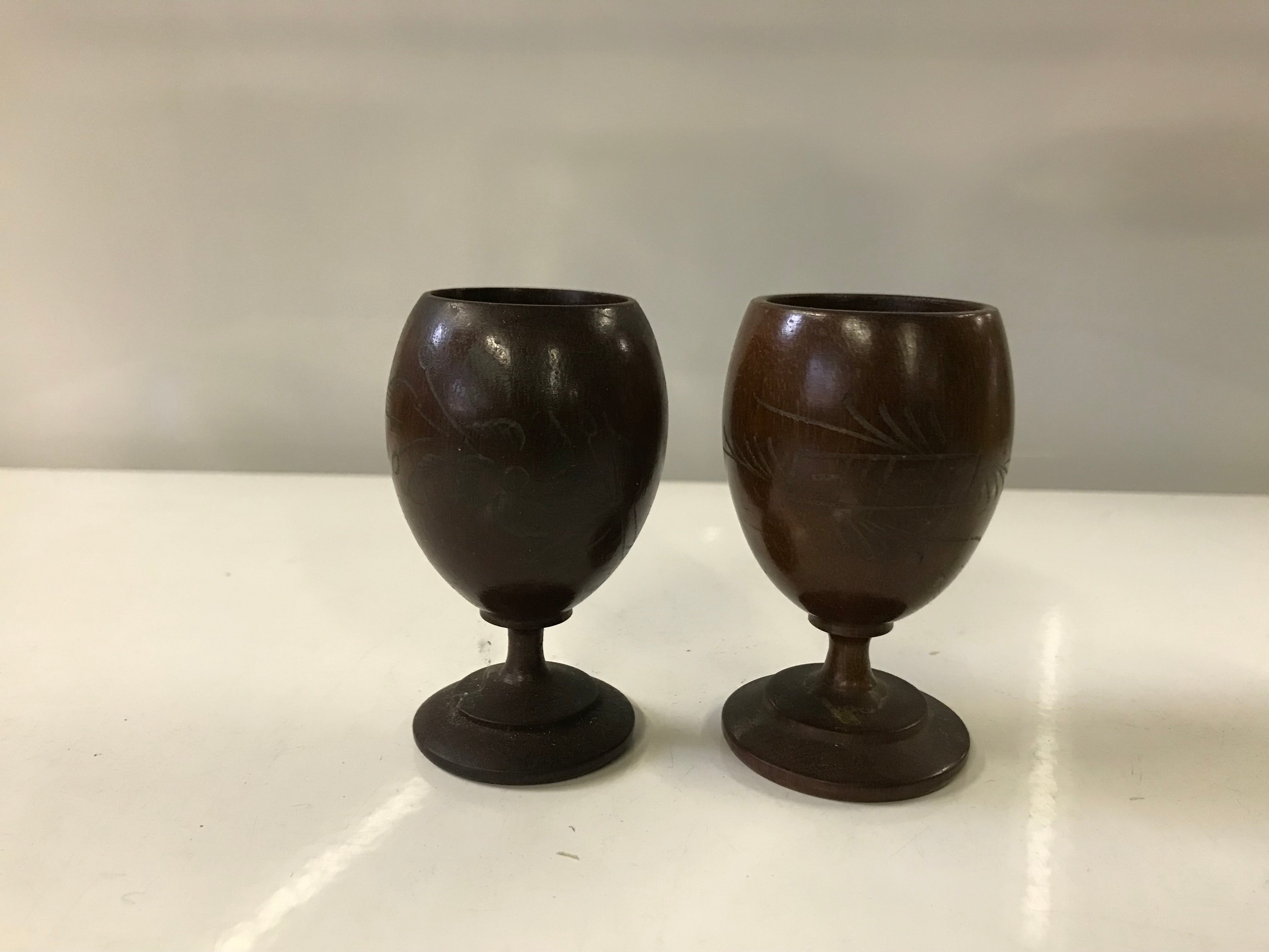 Pair of  Wooden Handmade Miniature Shot Glasses?
