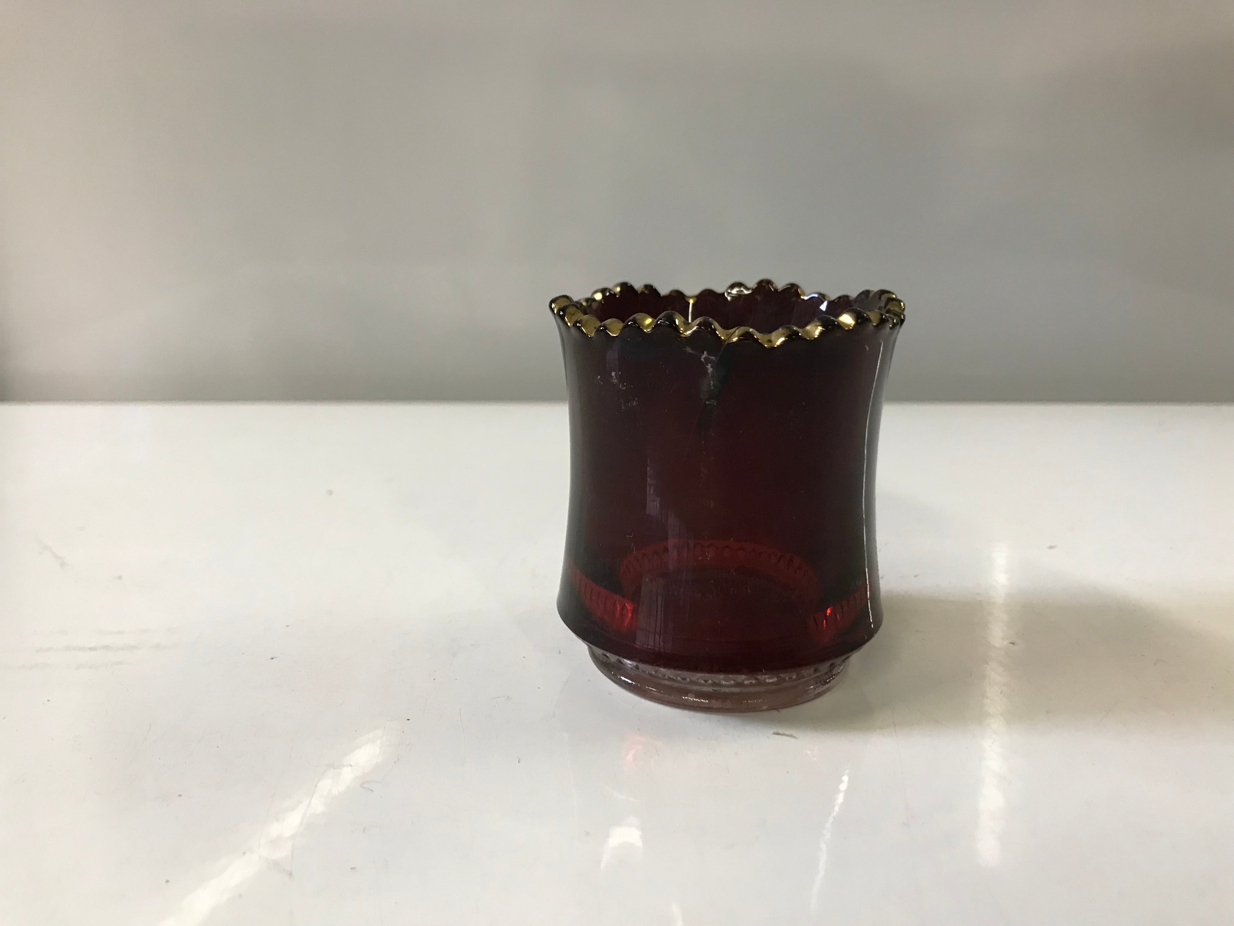 Miniature Red & Gold Glass Souvenir