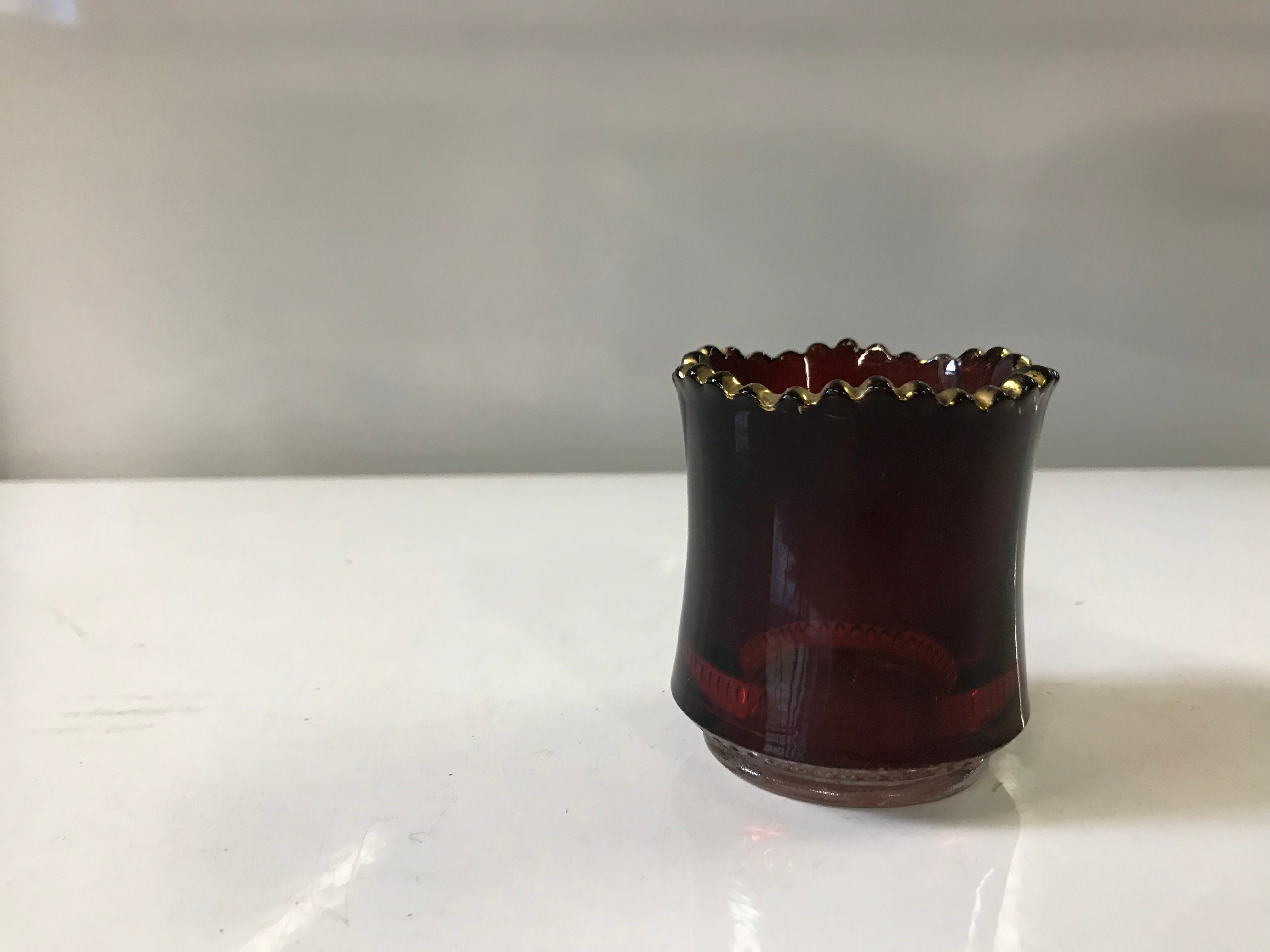 Miniature Red & Gold Glass Souvenir