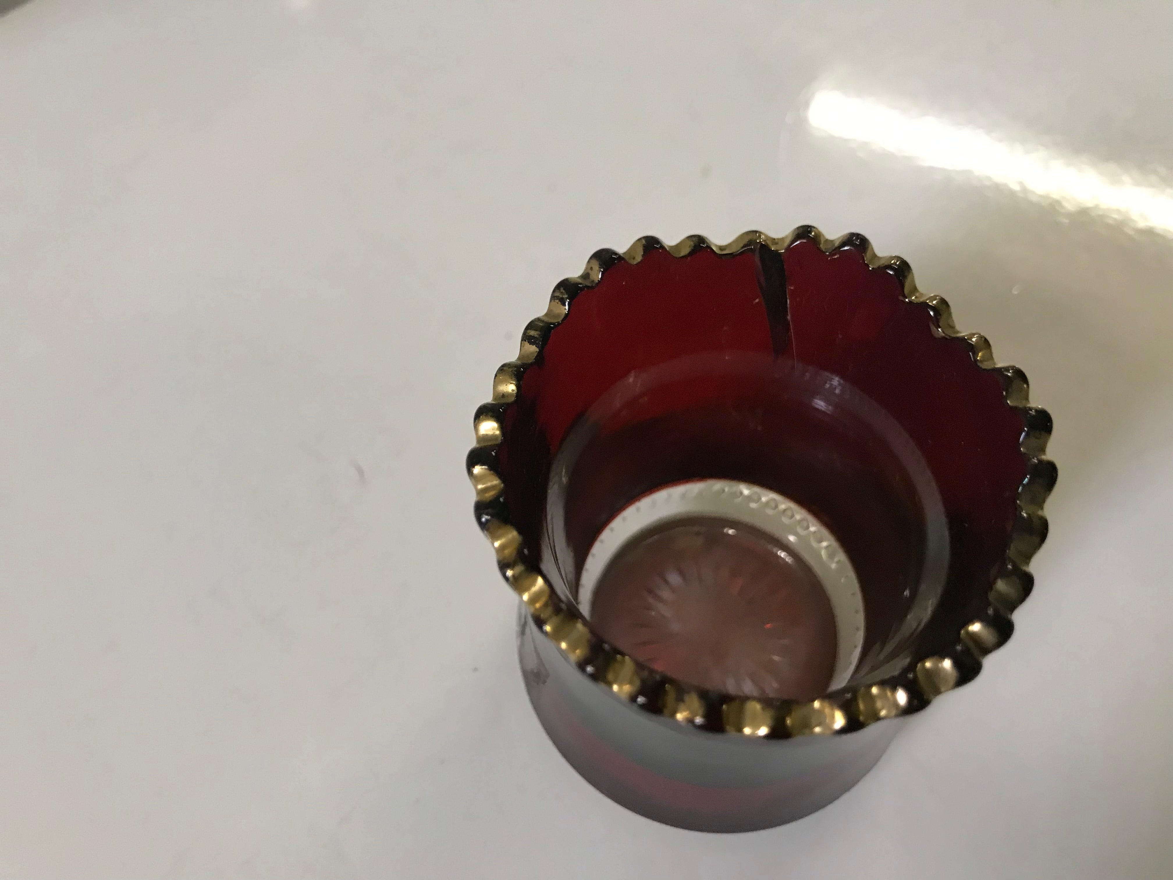 Miniature Red & Gold Glass Souvenir