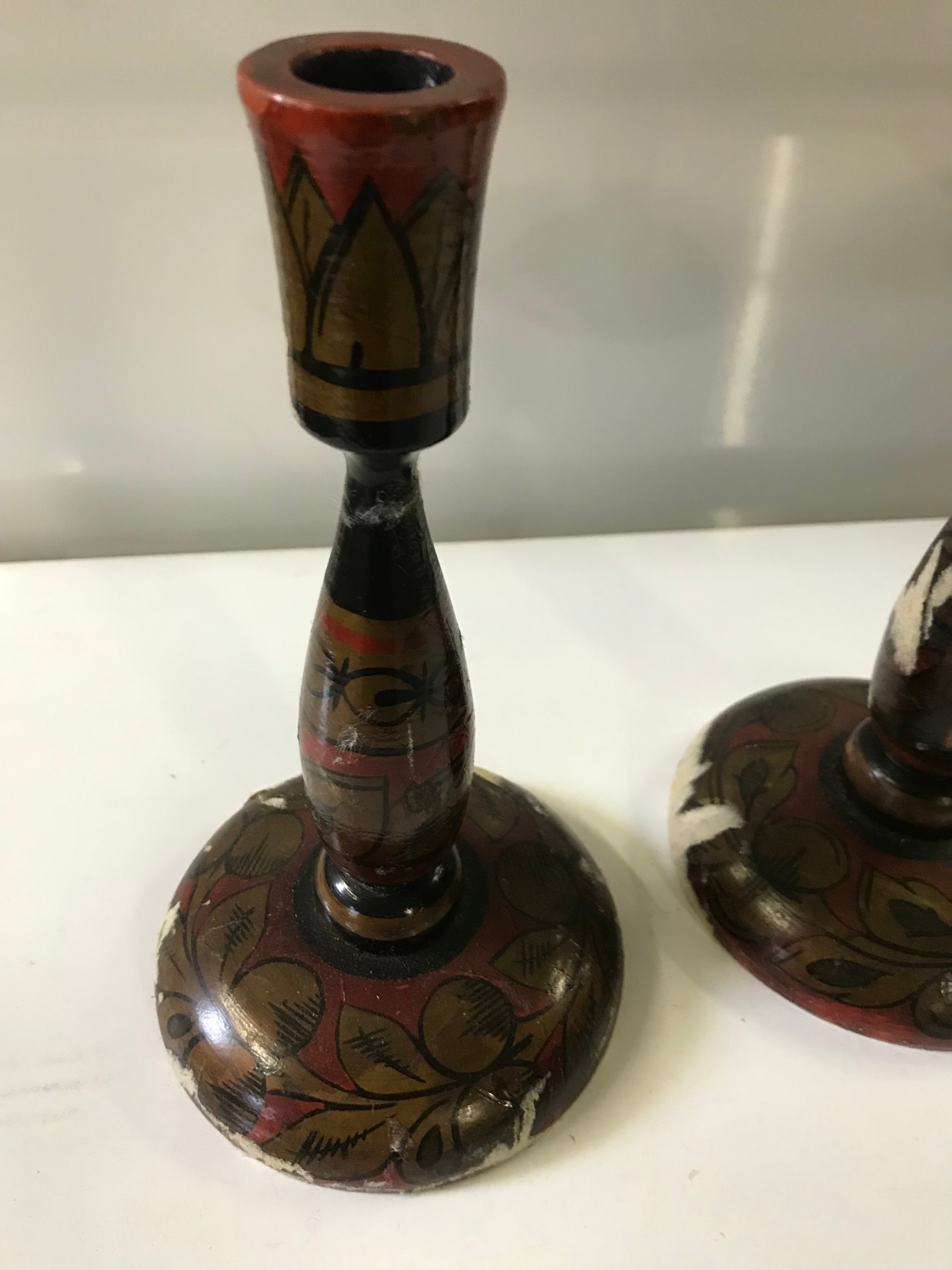 Pair of Wooden Candlestick Holders Handmade in Russia