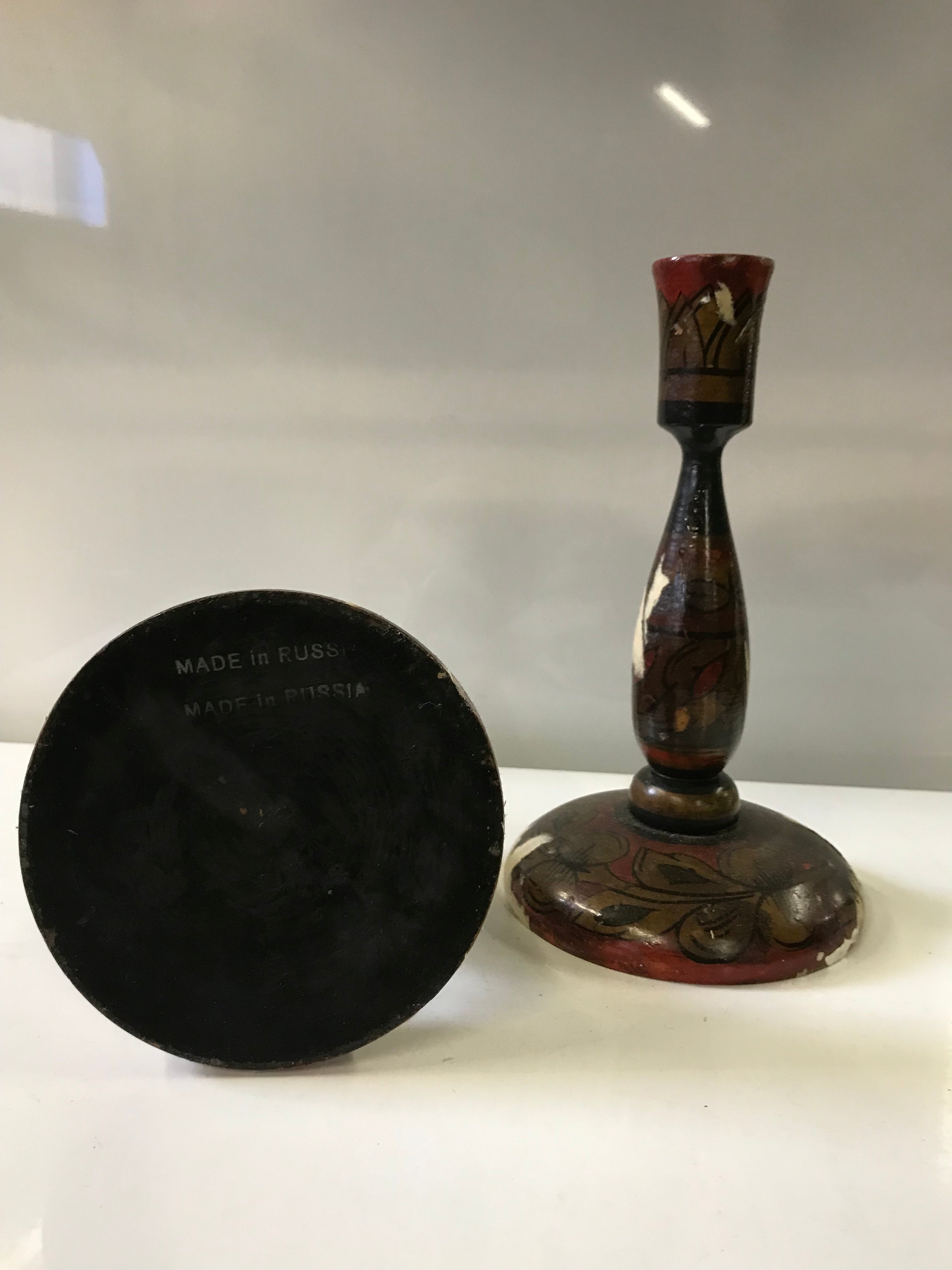 Pair of Wooden Candlestick Holders Handmade in Russia