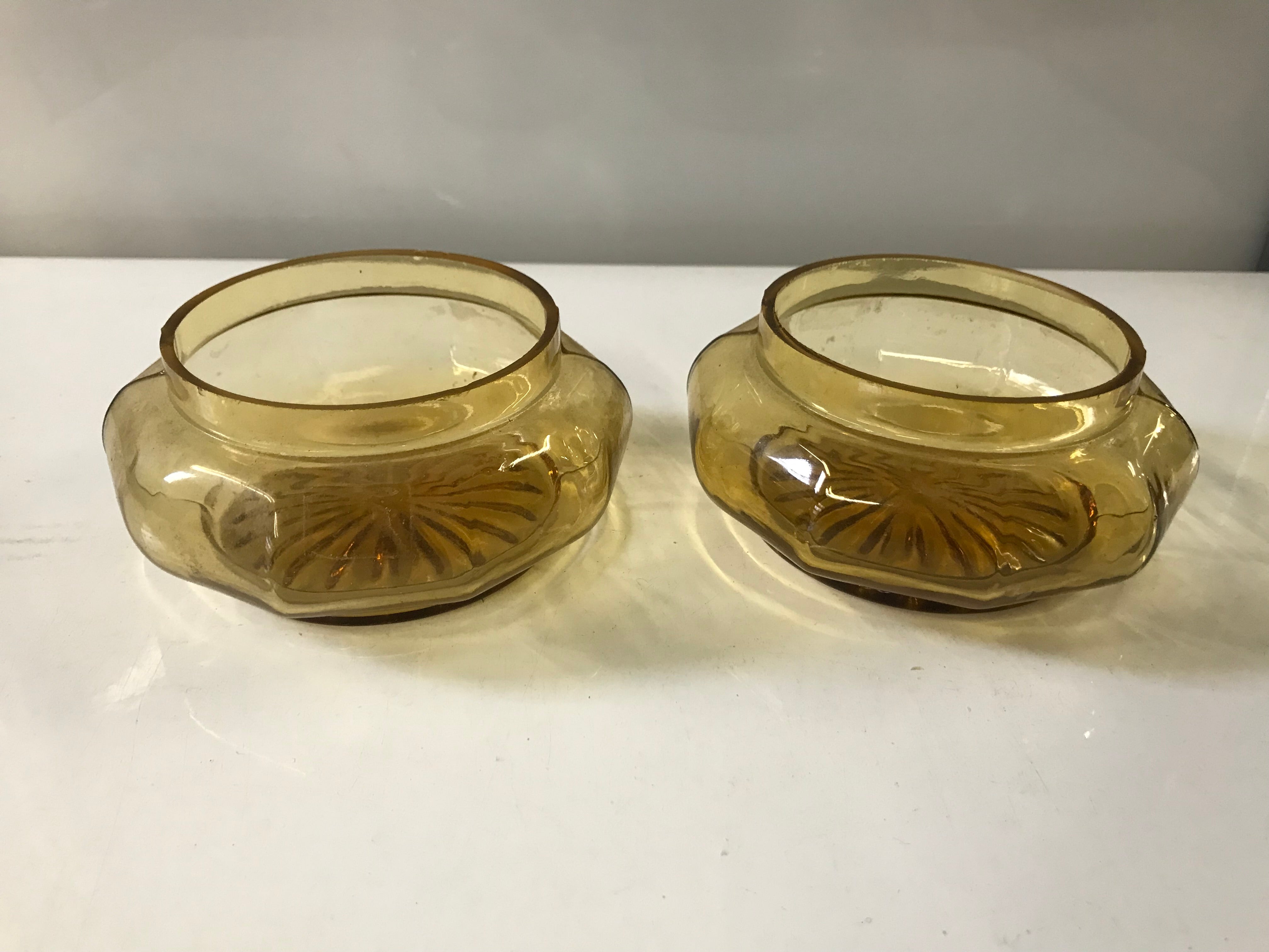 Pair of Amber Glass Vanity Jars