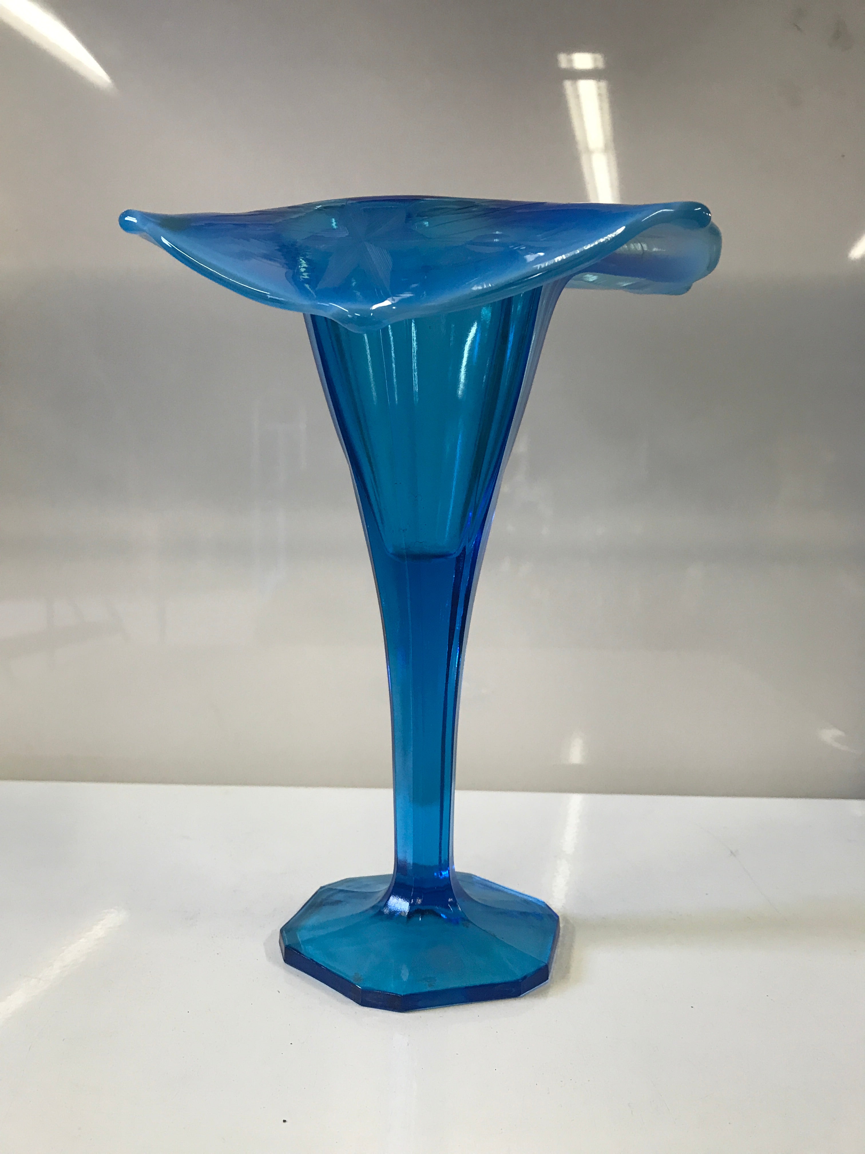 Dugan Blue Opalescent "Jack-in-the-Pulpit" Vase