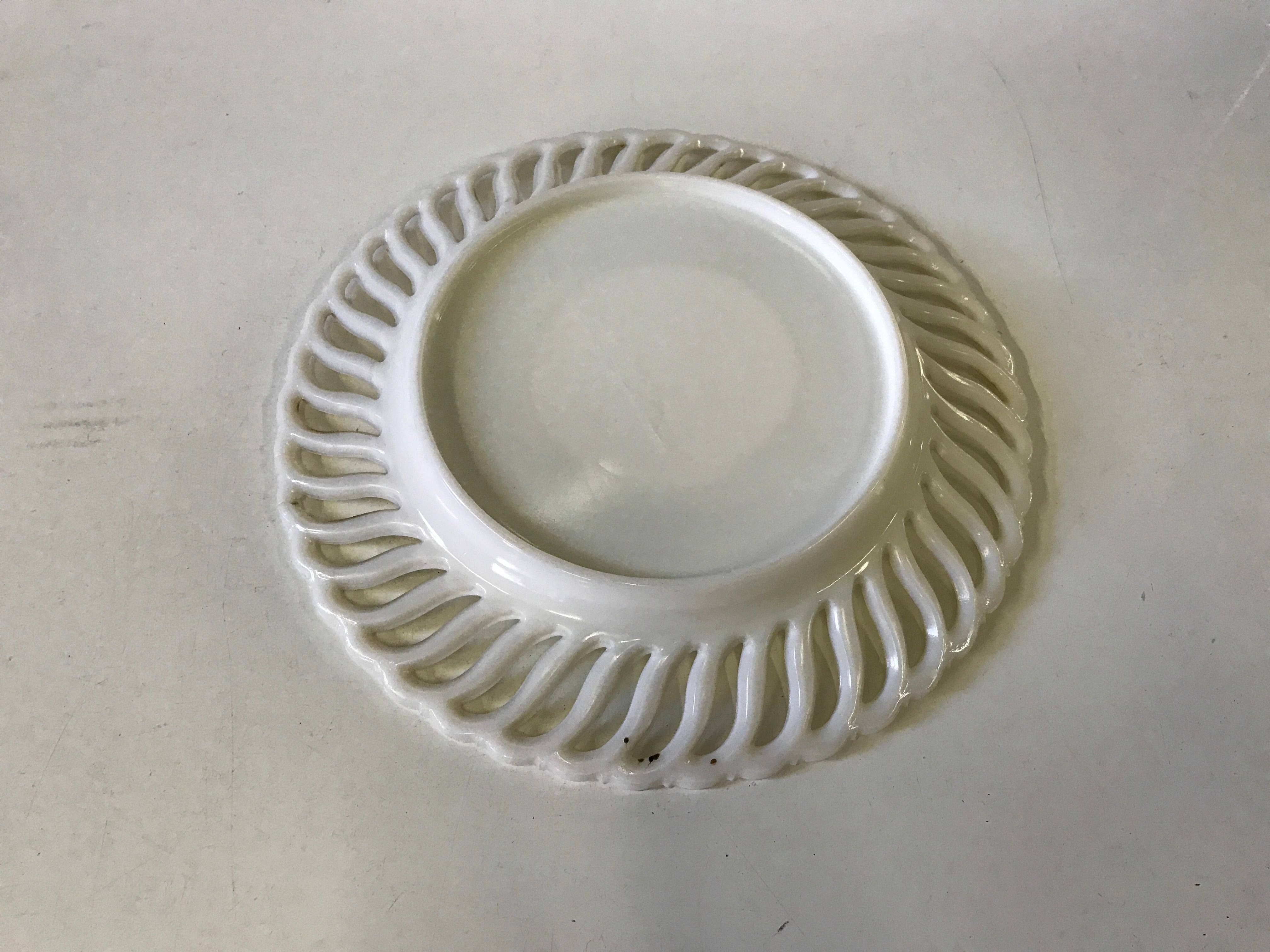 Lace Edge Milk Glass Serving Plate