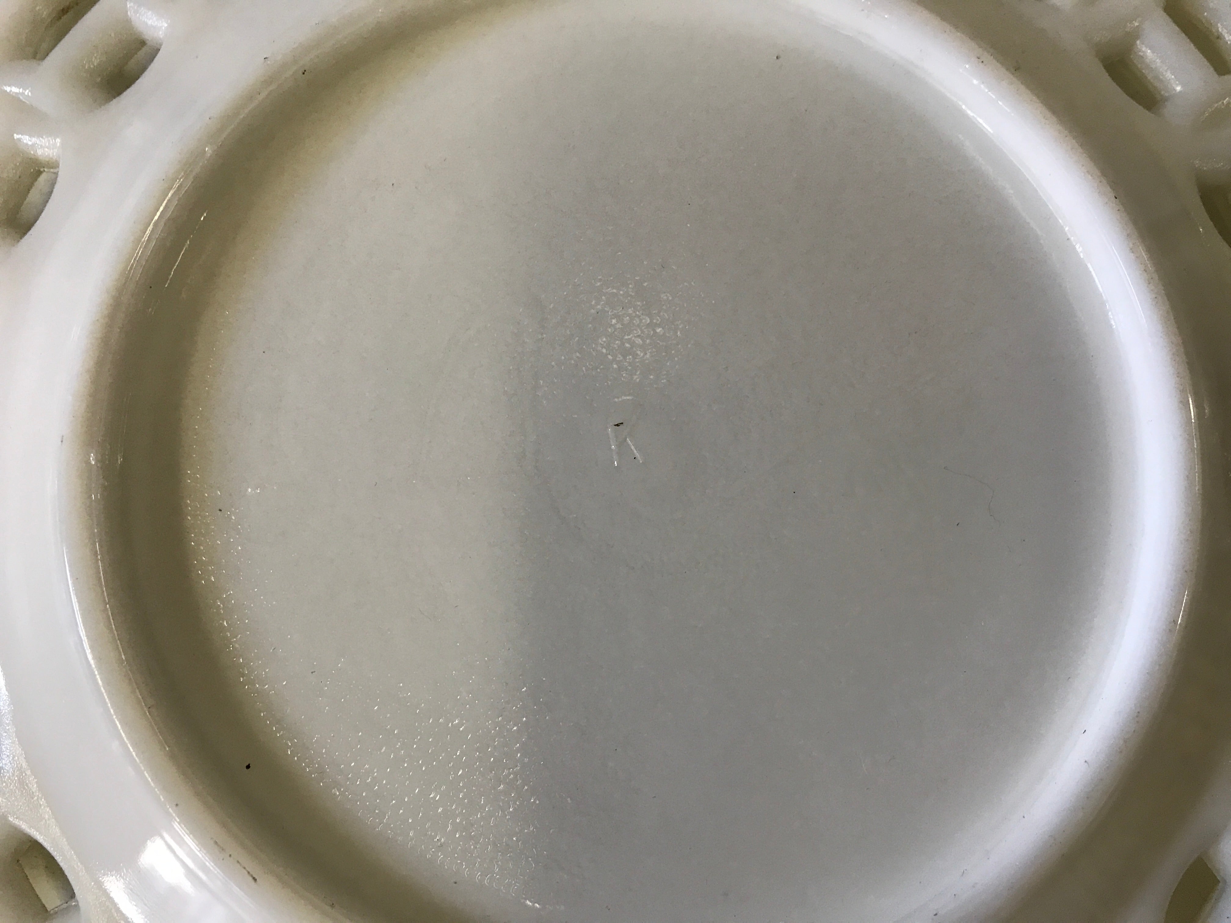 Lace Edge Milk Glass Cake Plate