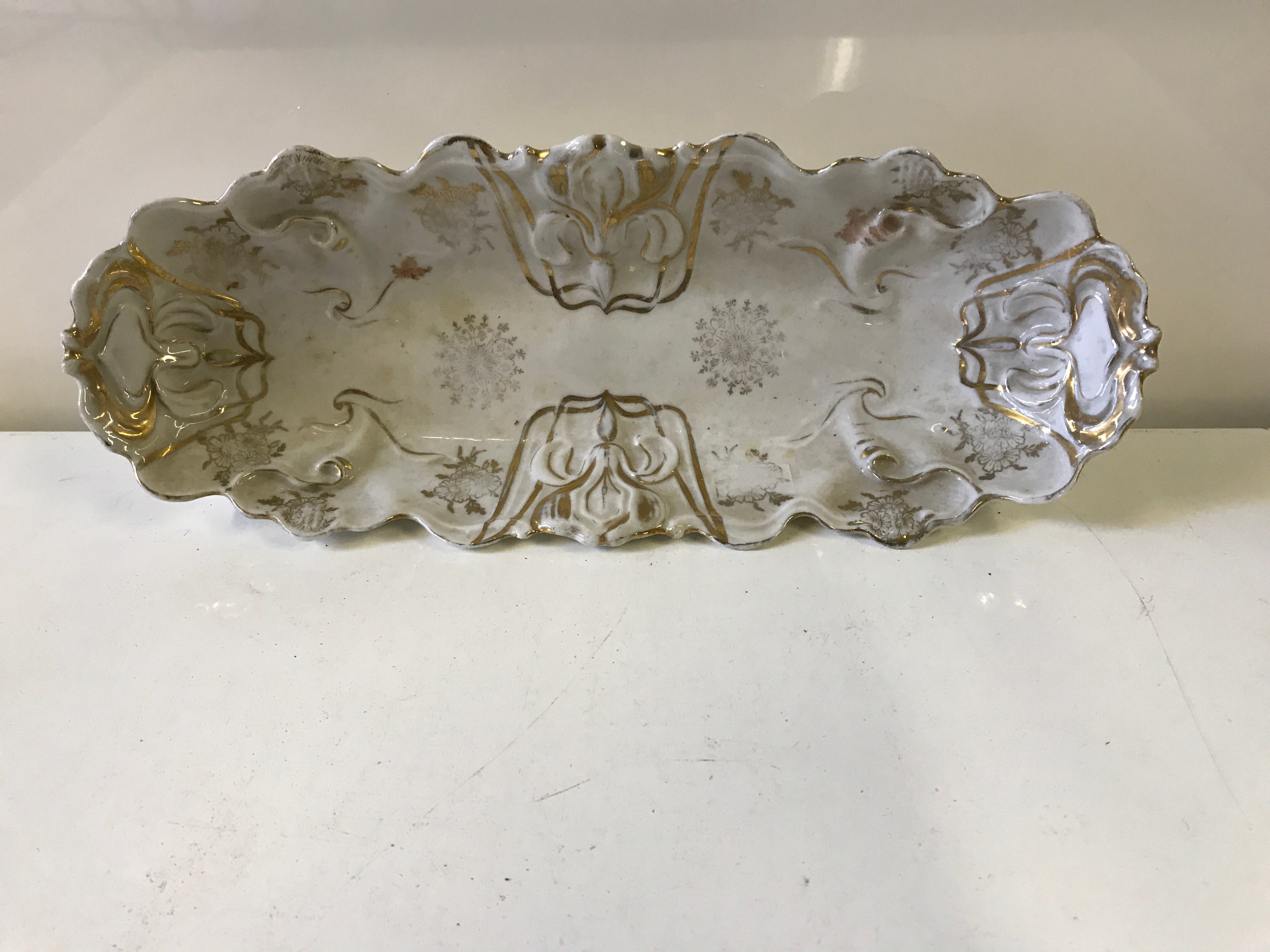 Gilded Floral Celery Dish