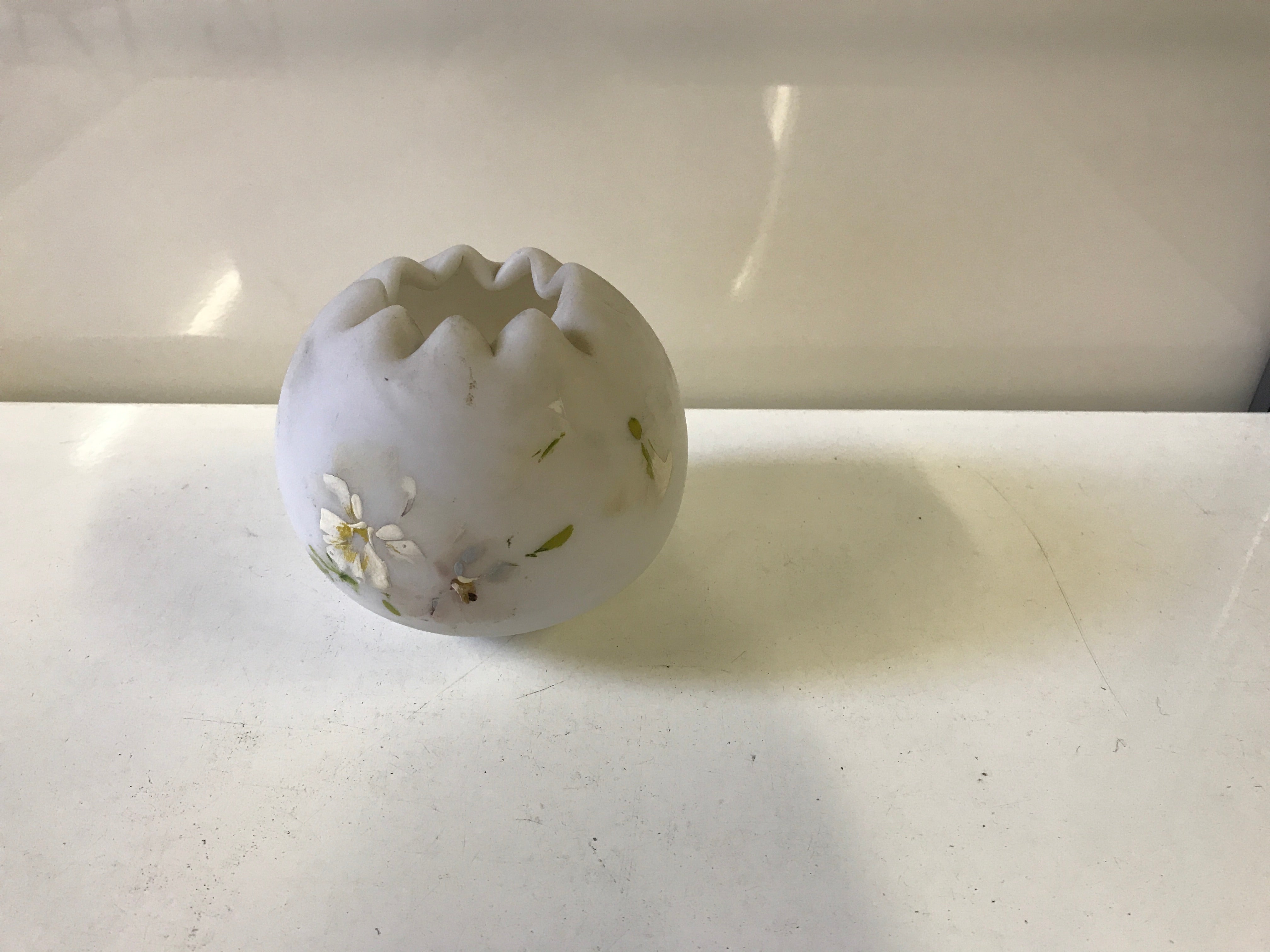Pinched Milk Glass Vase
