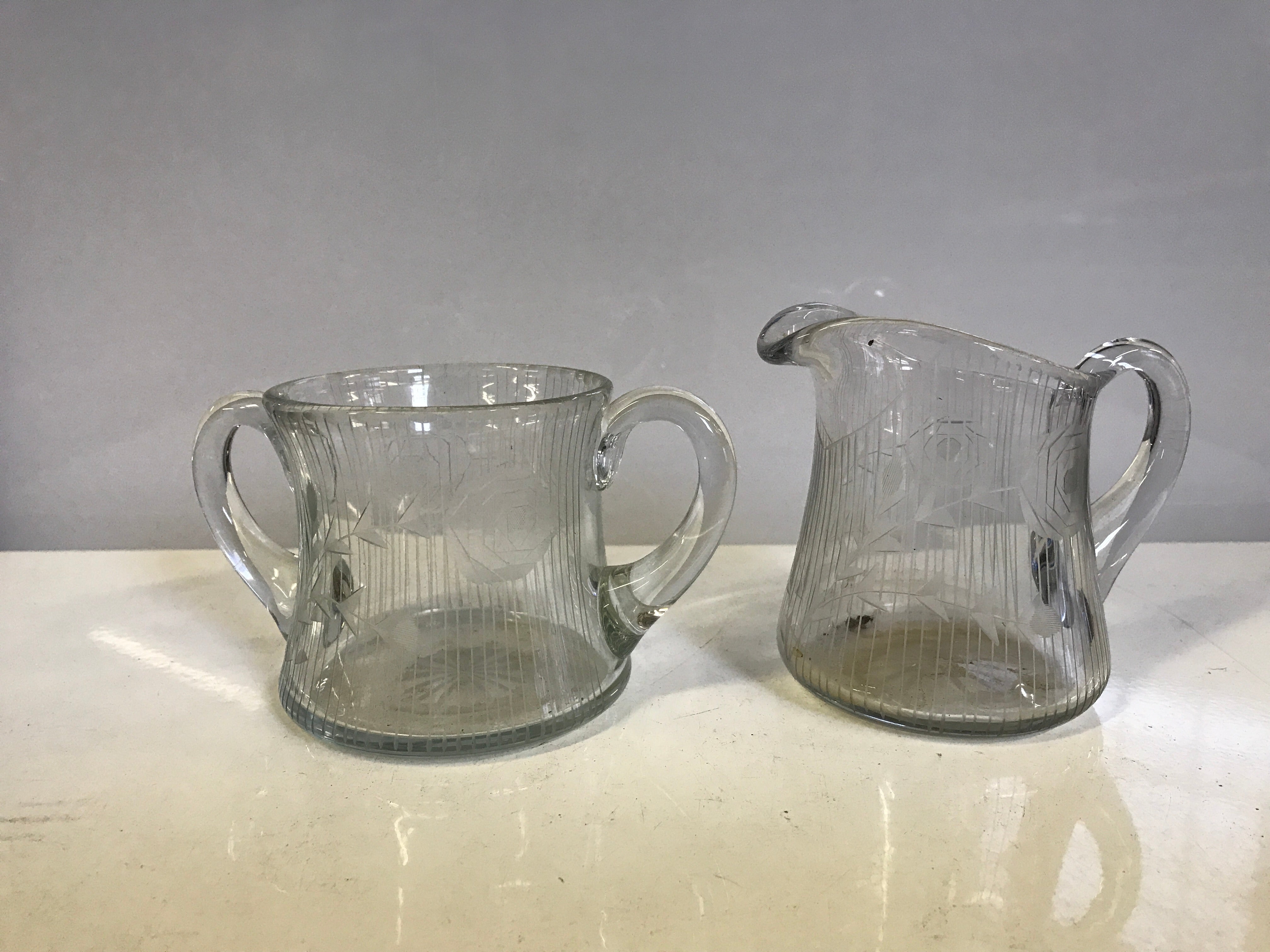 Etched Rose Sugar & Creamer