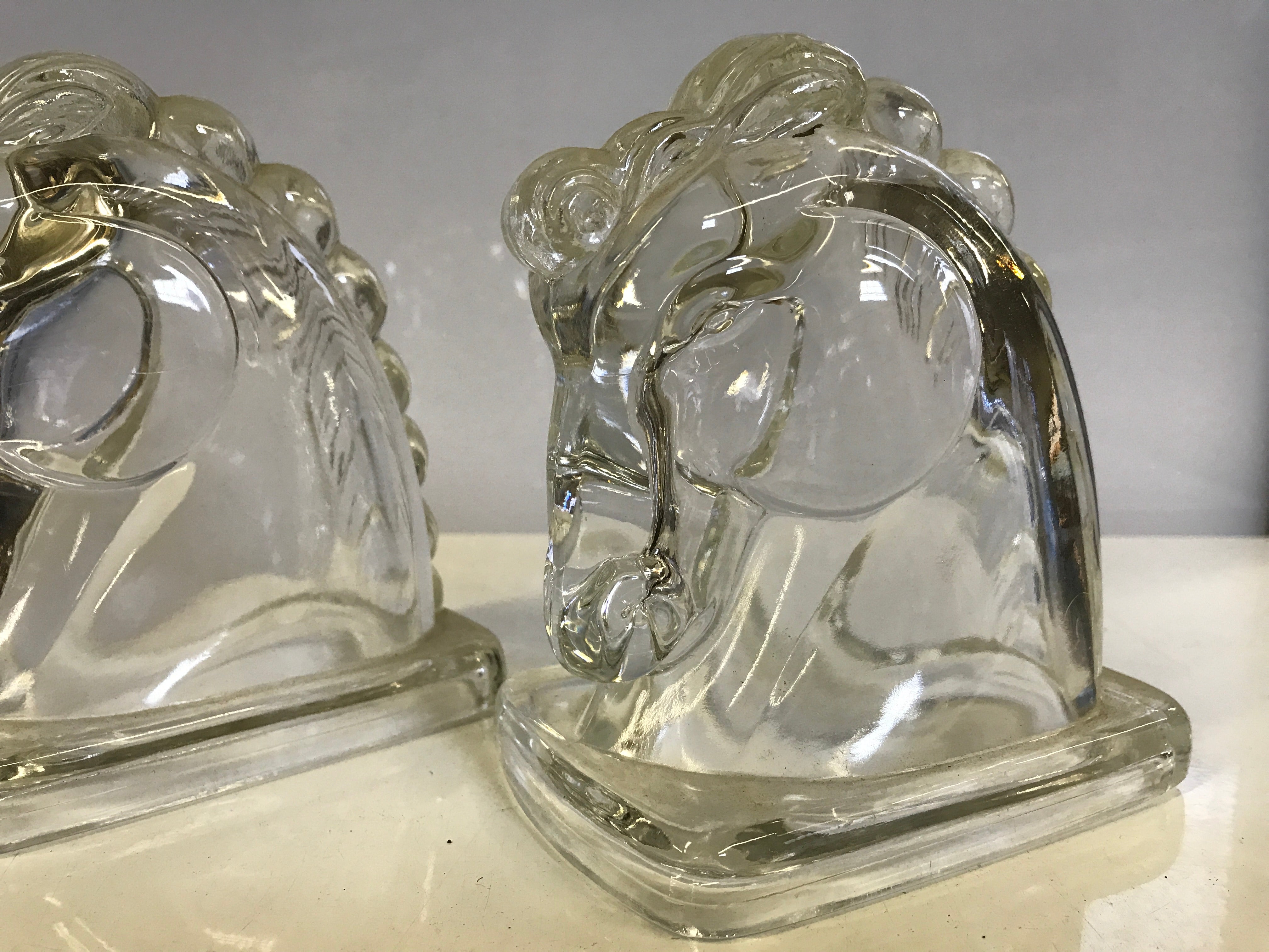 Vintage 1940’s Deco Glass Horse Bookends