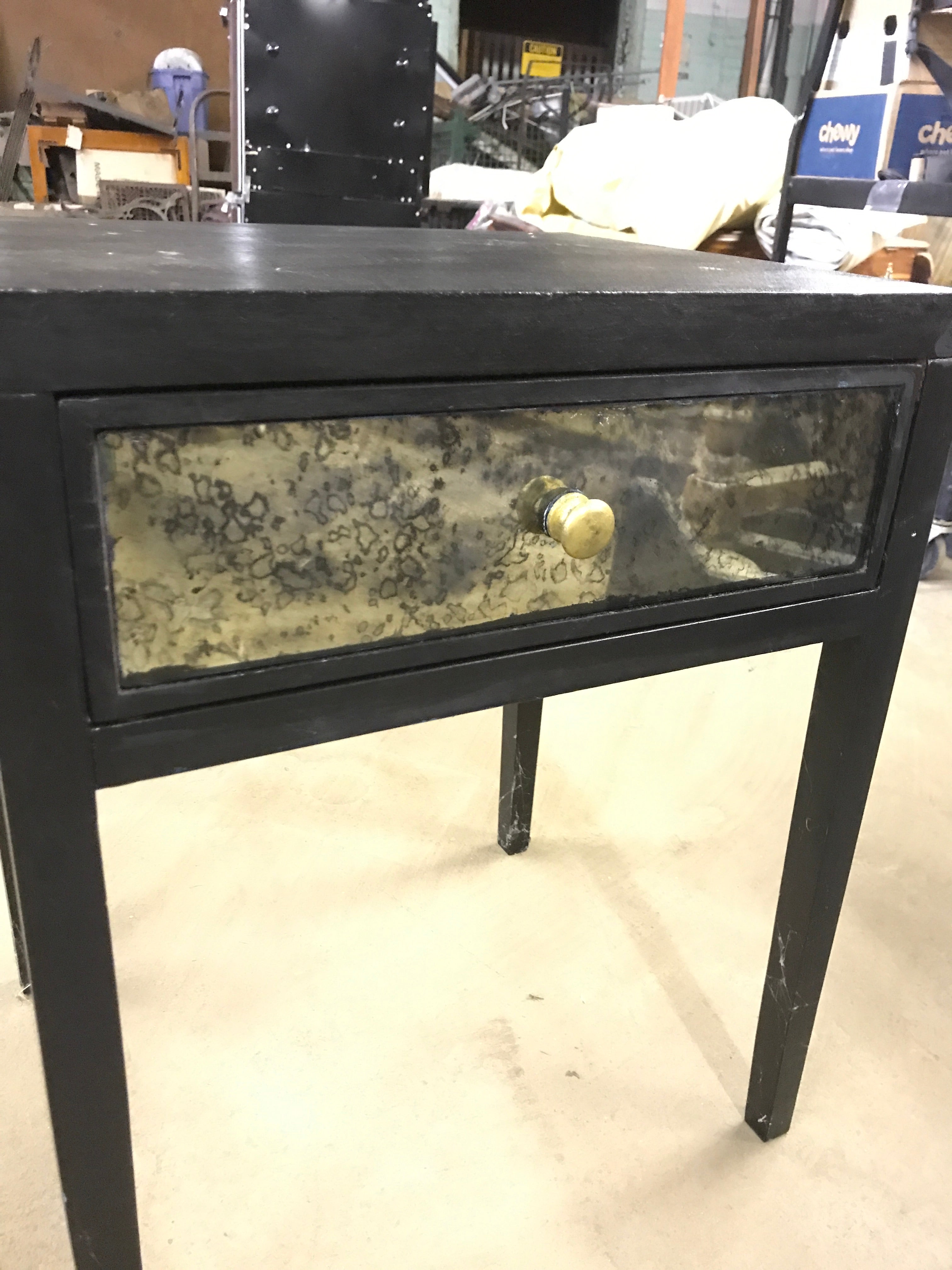 Black Mirrored Drawer Side Table
