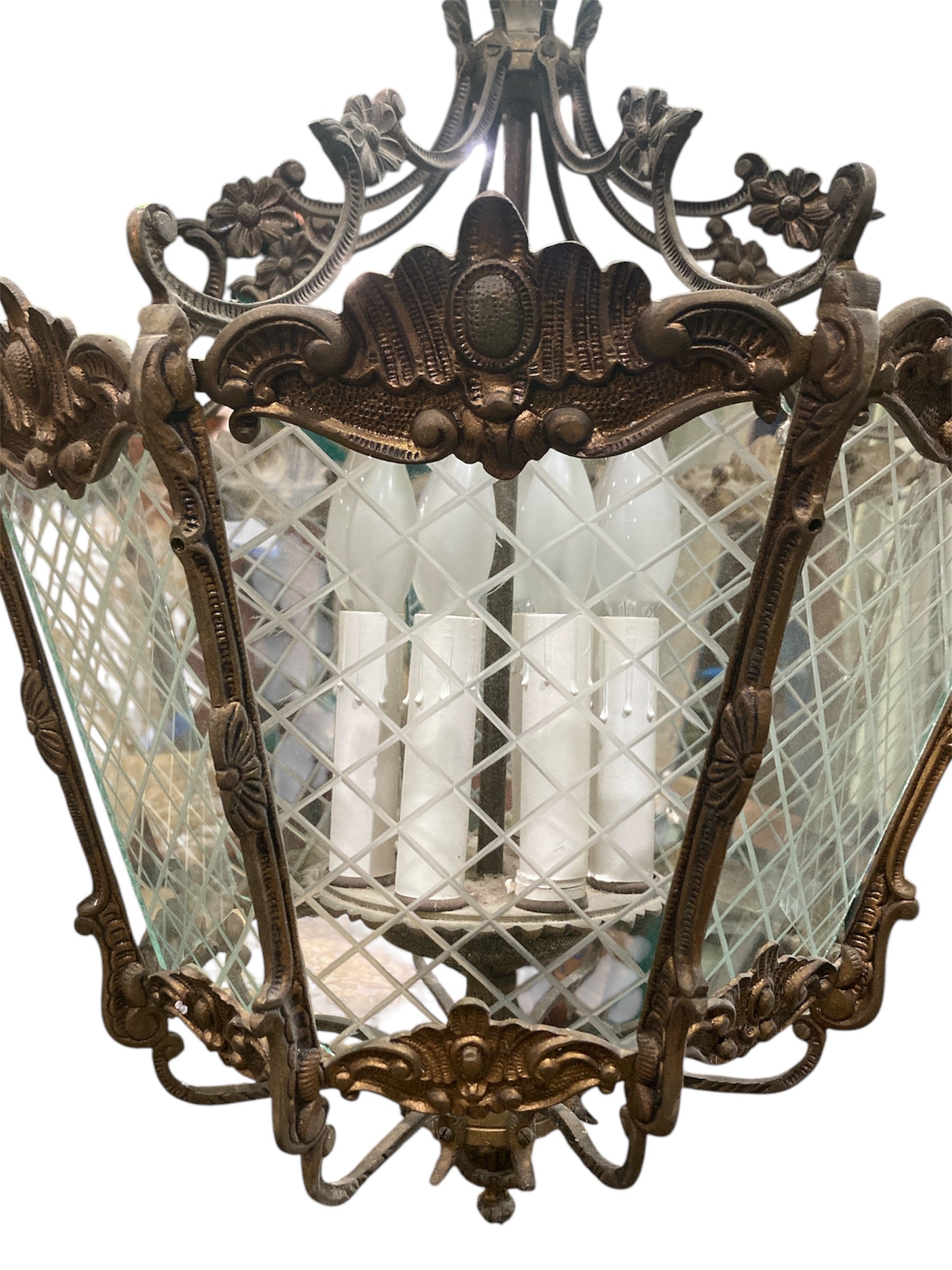 Vintage Brass Hanging Chandelier