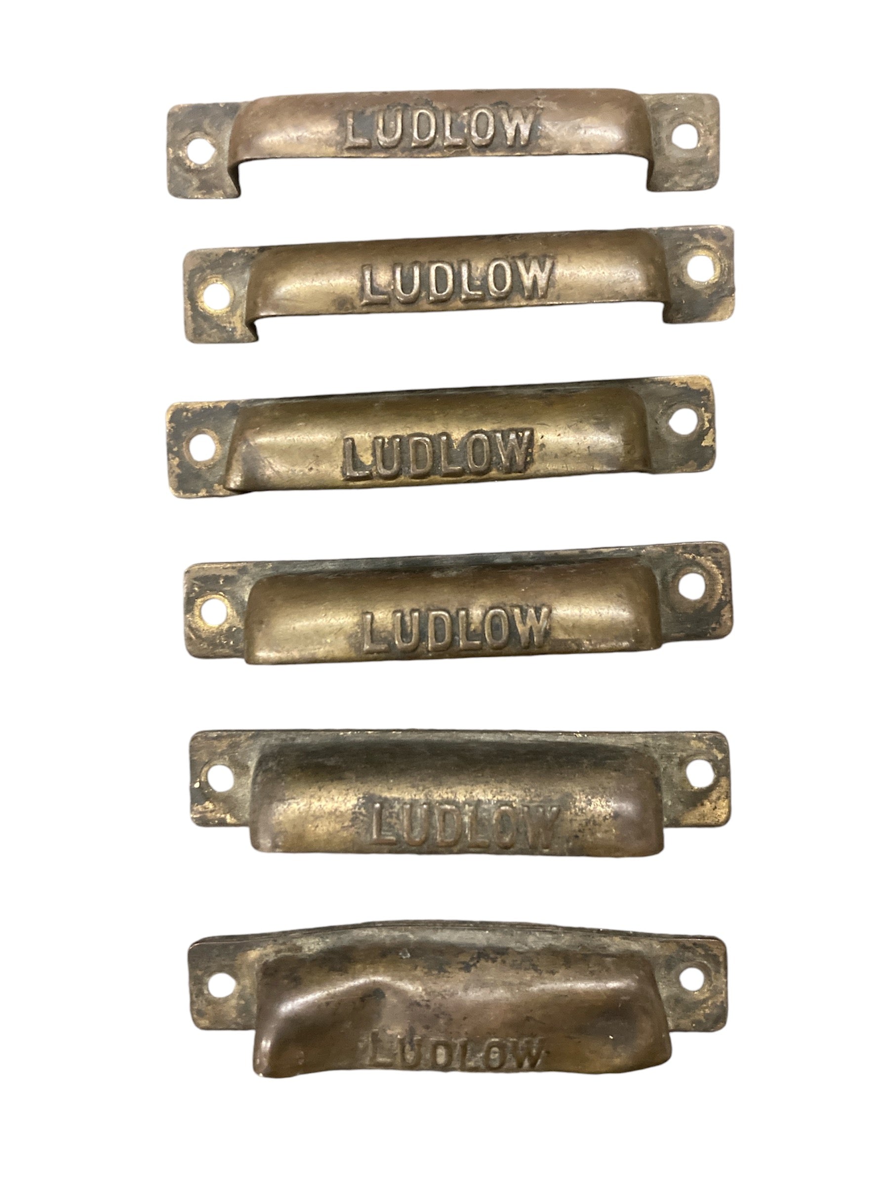 Letterpress Printing Ludlow Brass Drawer Pulls - Set of 6