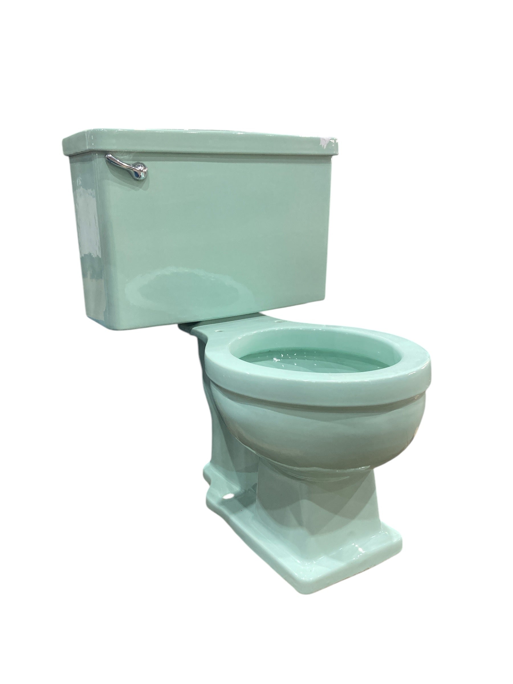 Mid-Century Aqua Green Porcelain Toilet