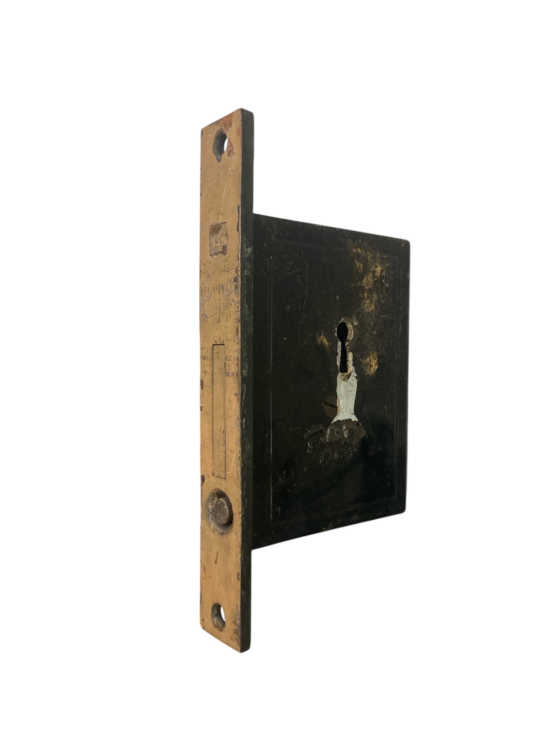 K & D Antique Bronze and Iron Pocket Door Lock