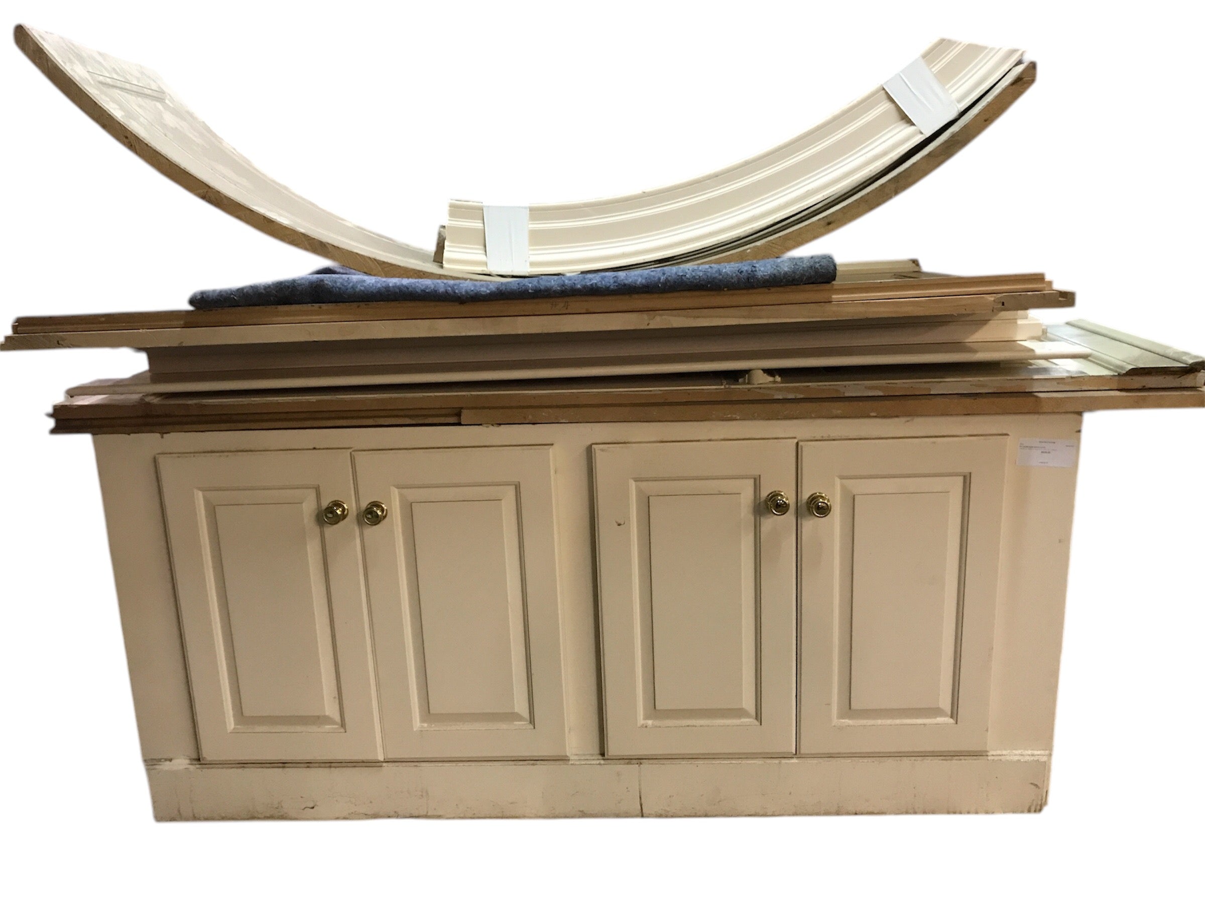 63" arched base cabinet w/trim