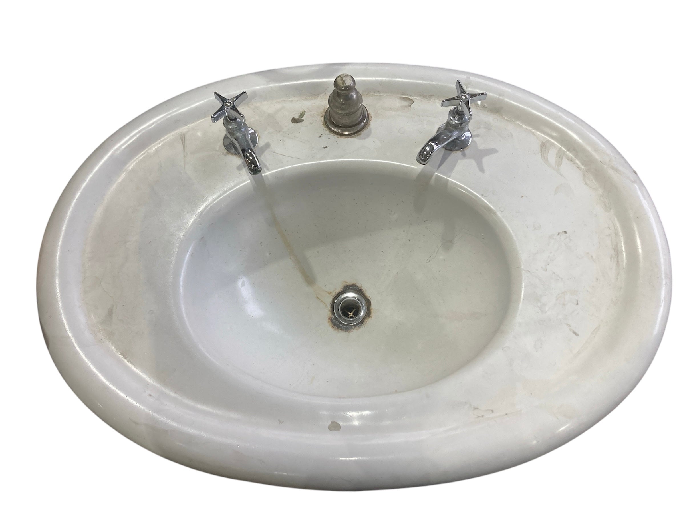 Cast Iron Ceramic Pedestal Sink with Ribbed Base