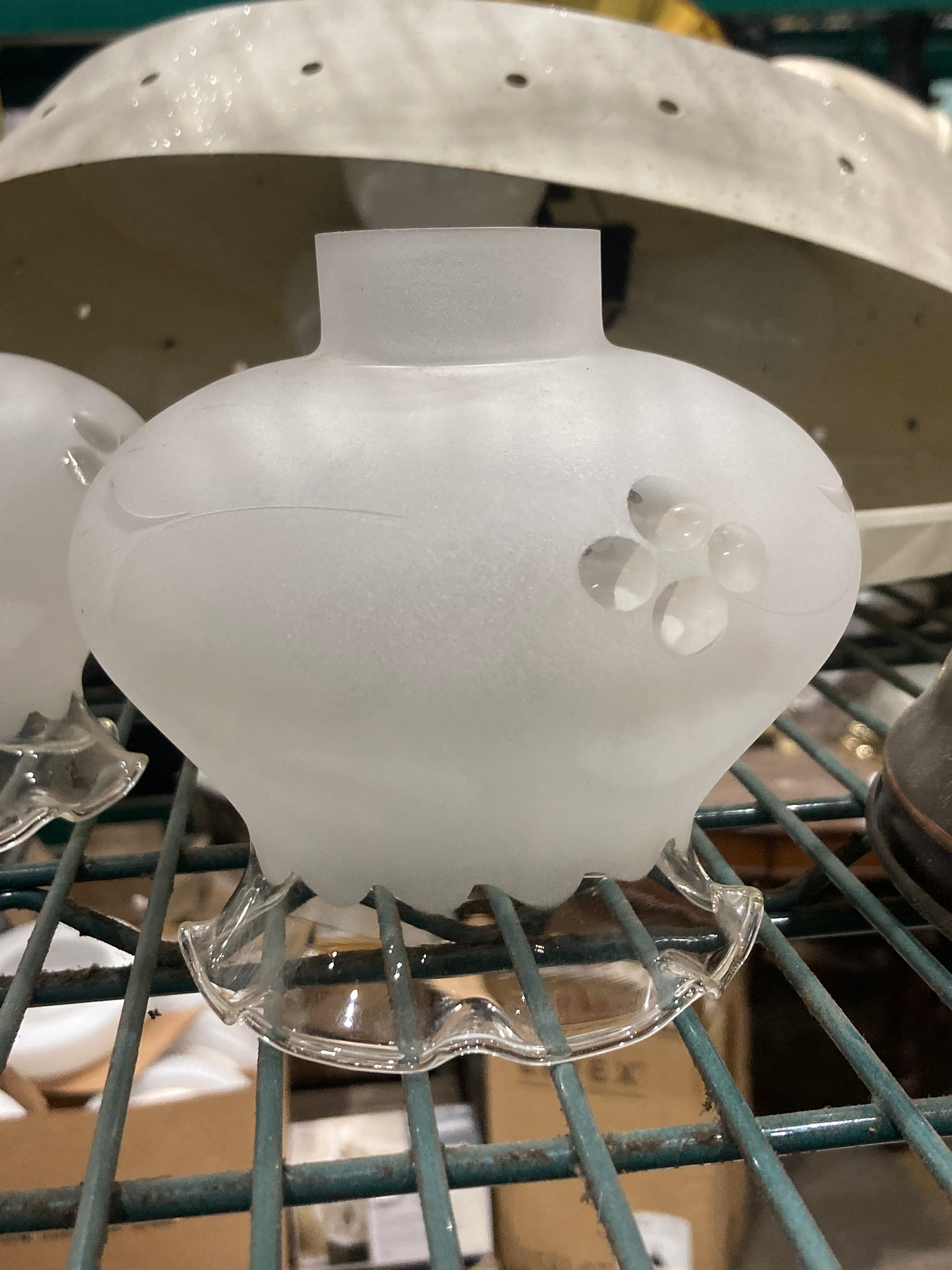 Vintage Art Deco Frosted Etched Glass Lamp Sconce