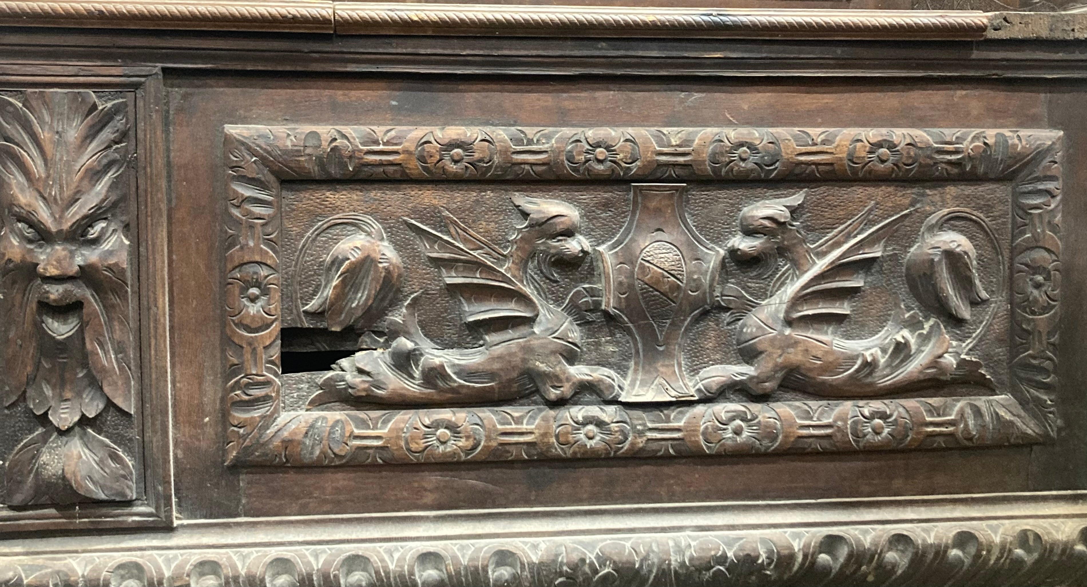 Hand-Carved Wooden Hall Bench with Hinged Storage Compartment