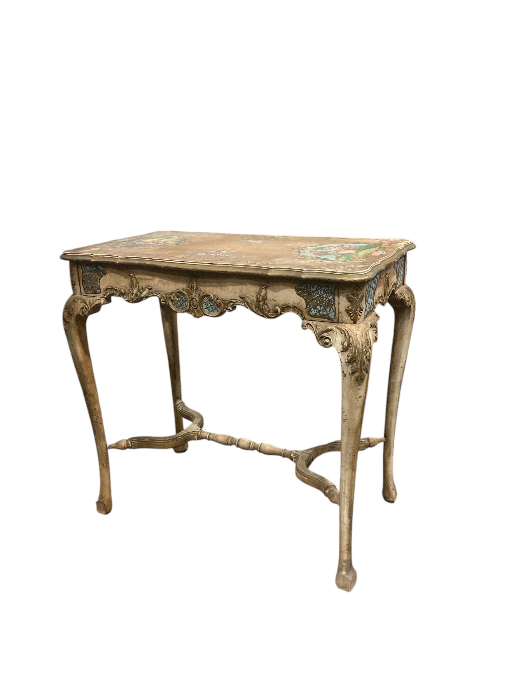 Antique French-Style Hand-Painted Accent Table