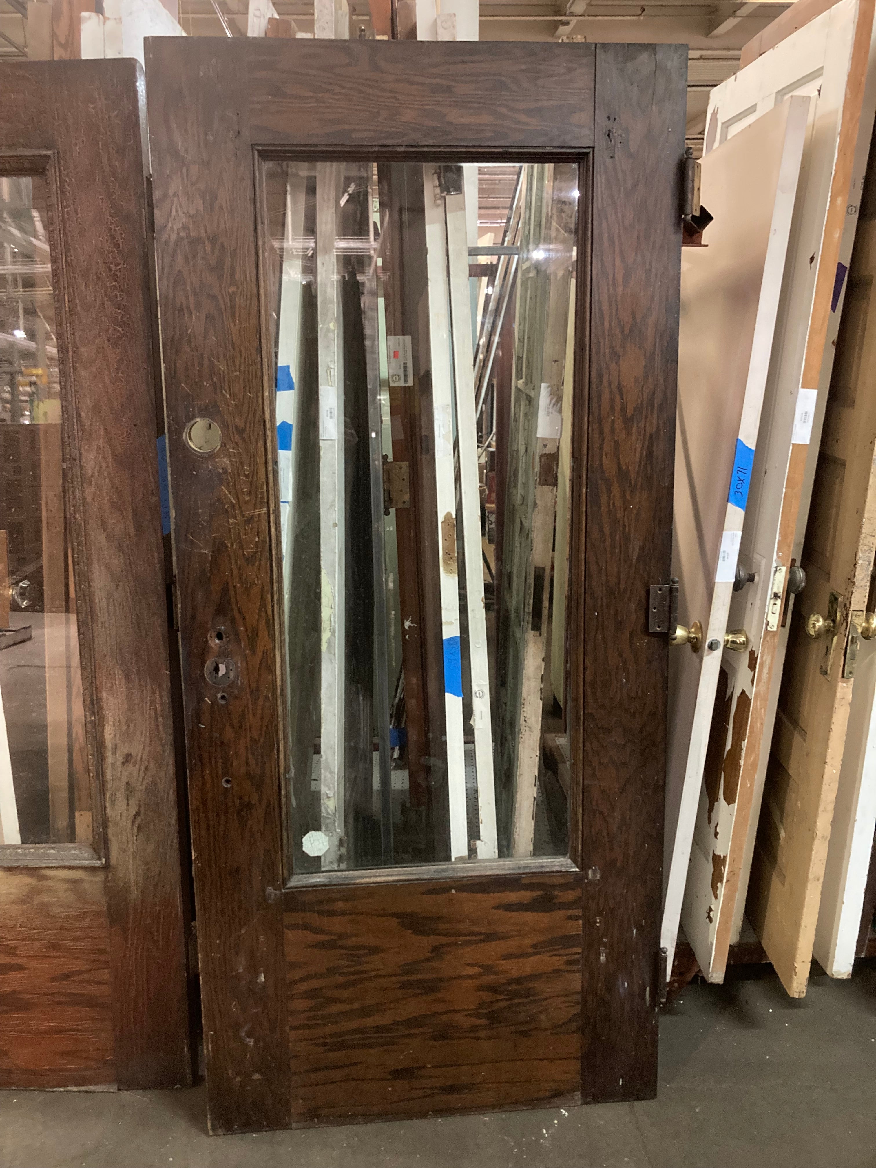 Solid Wood Door with Single Glass Pane (Left In Swing)