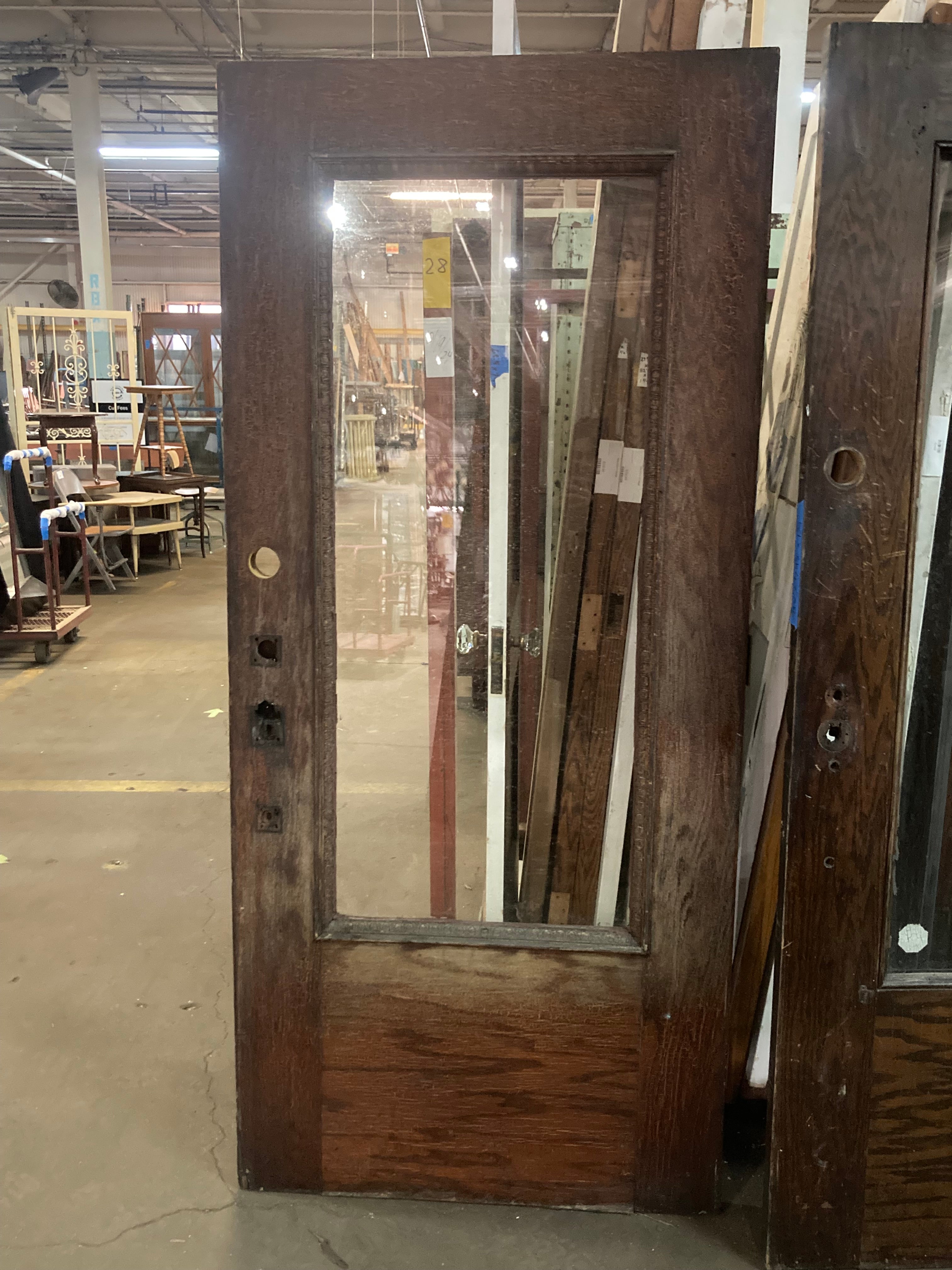 Solid Wood Door with Single Glass Pane (Right in Swing)