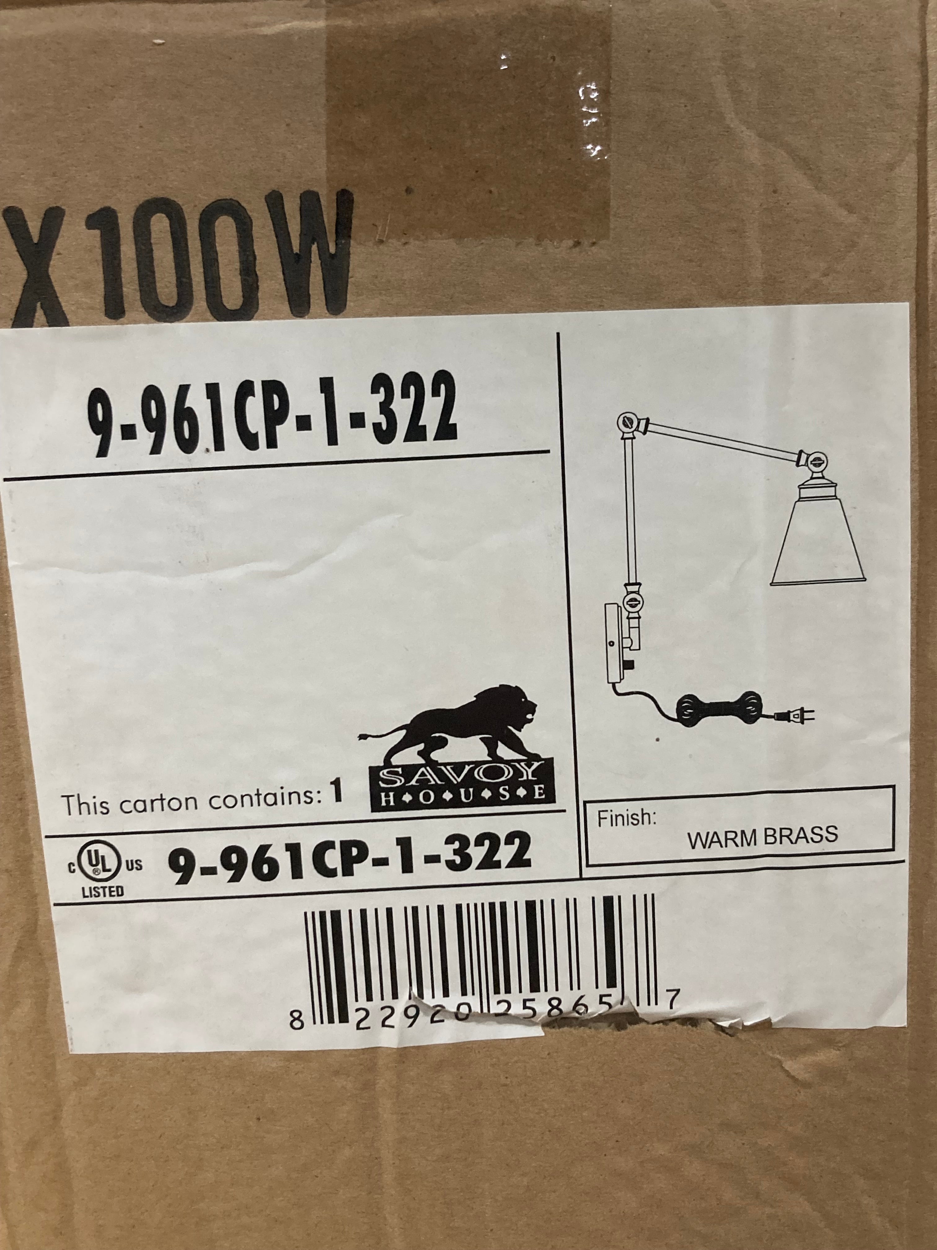 Savoy House 16"H Plug in Wall Sconce