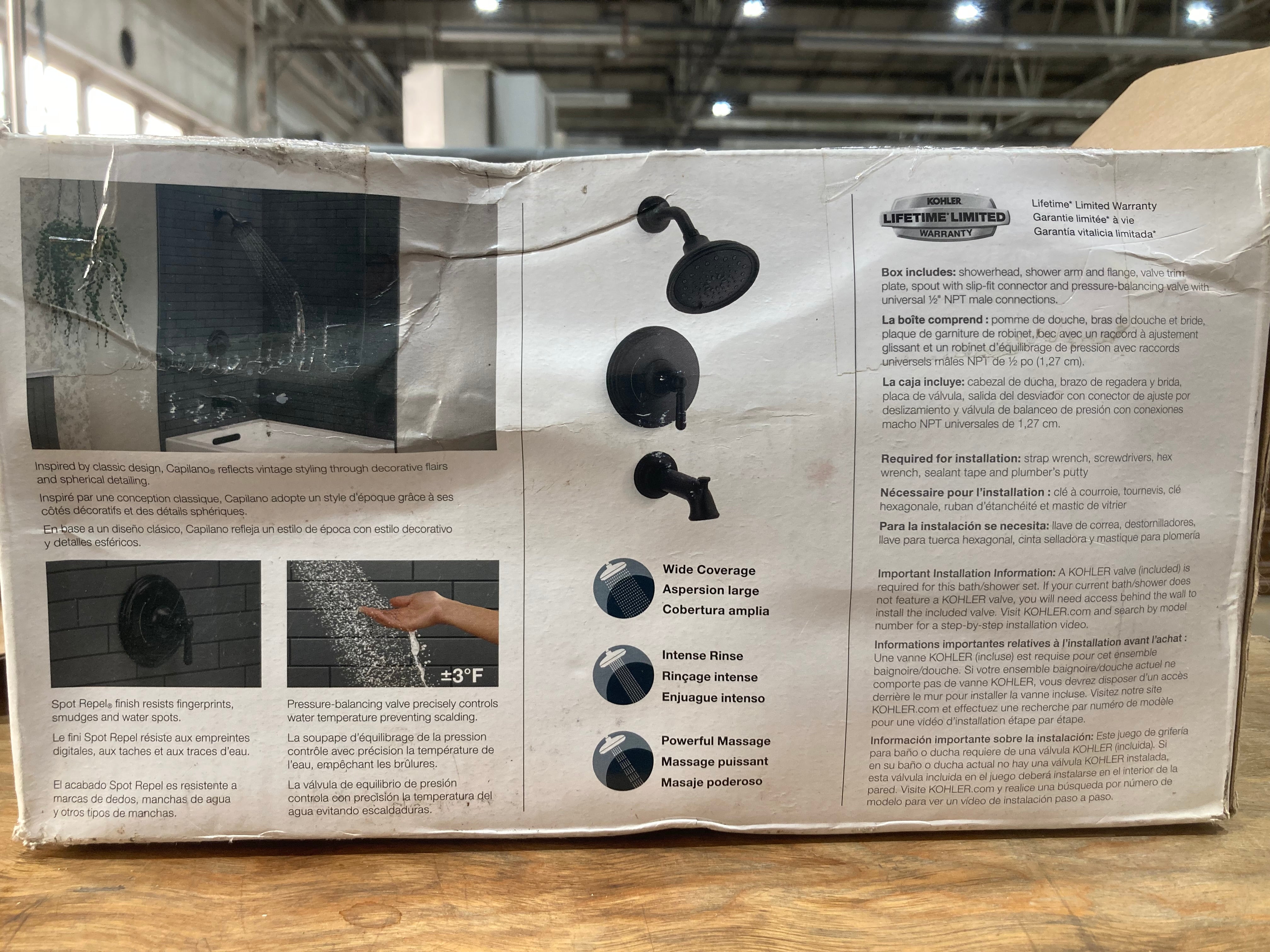 Kohler Capilano Matte Black Bath Faucet and Turn knob Set