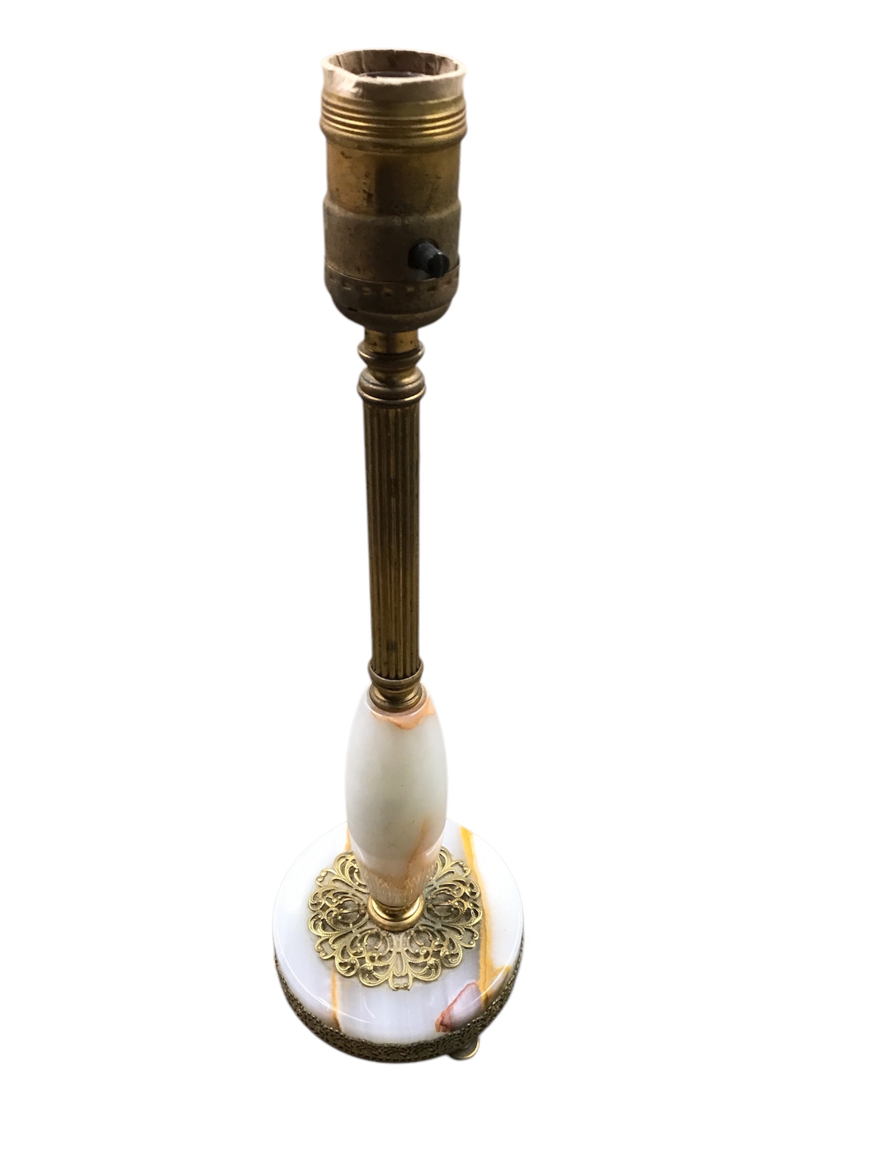 Vintage Brass and Marble Table Lamp Base